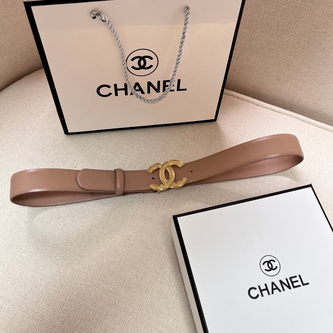 Ch*el cc logo leather belt