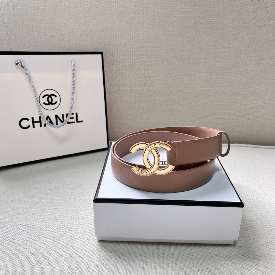 Ch*el cc logo leather belt