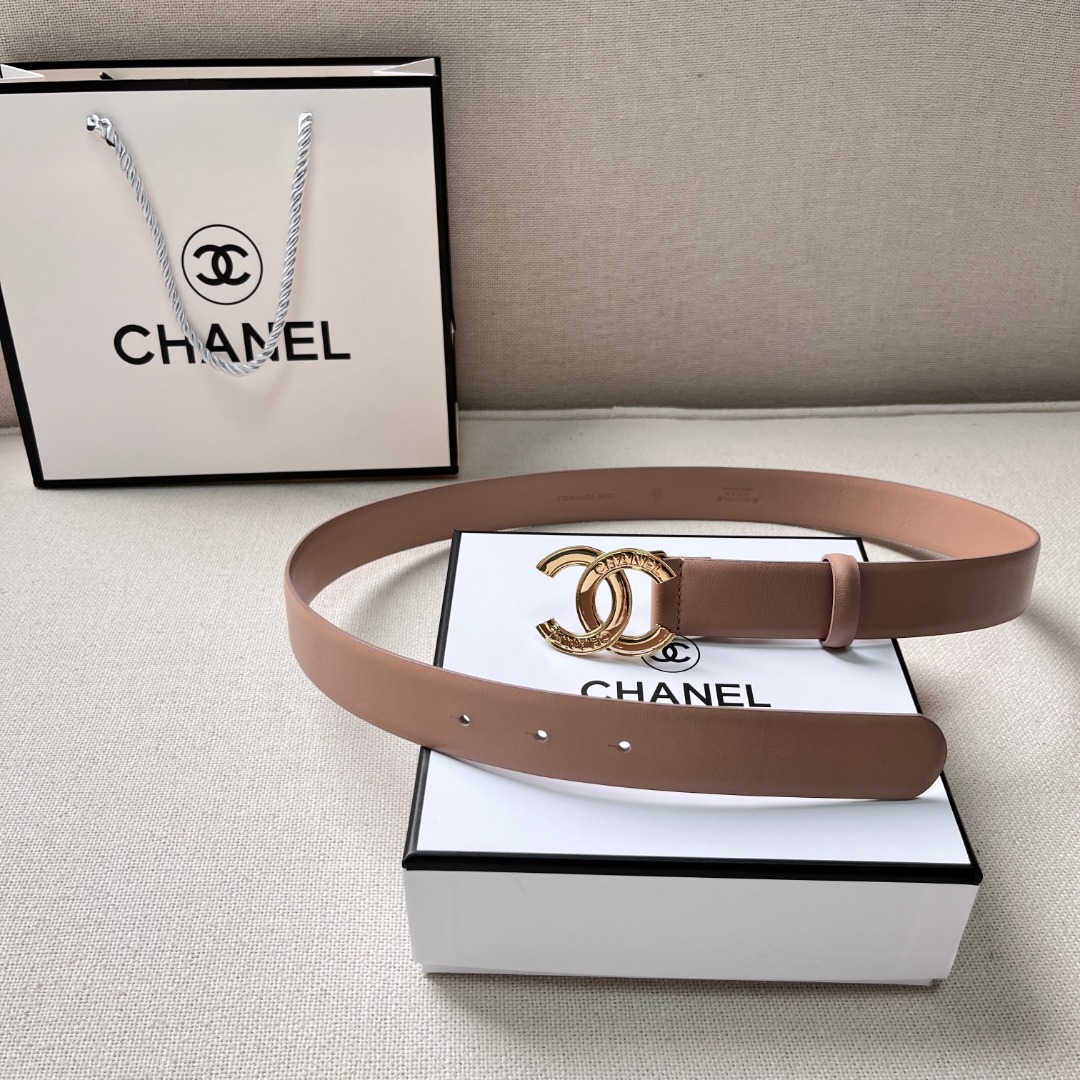 Ch*el cc logo leather belt
