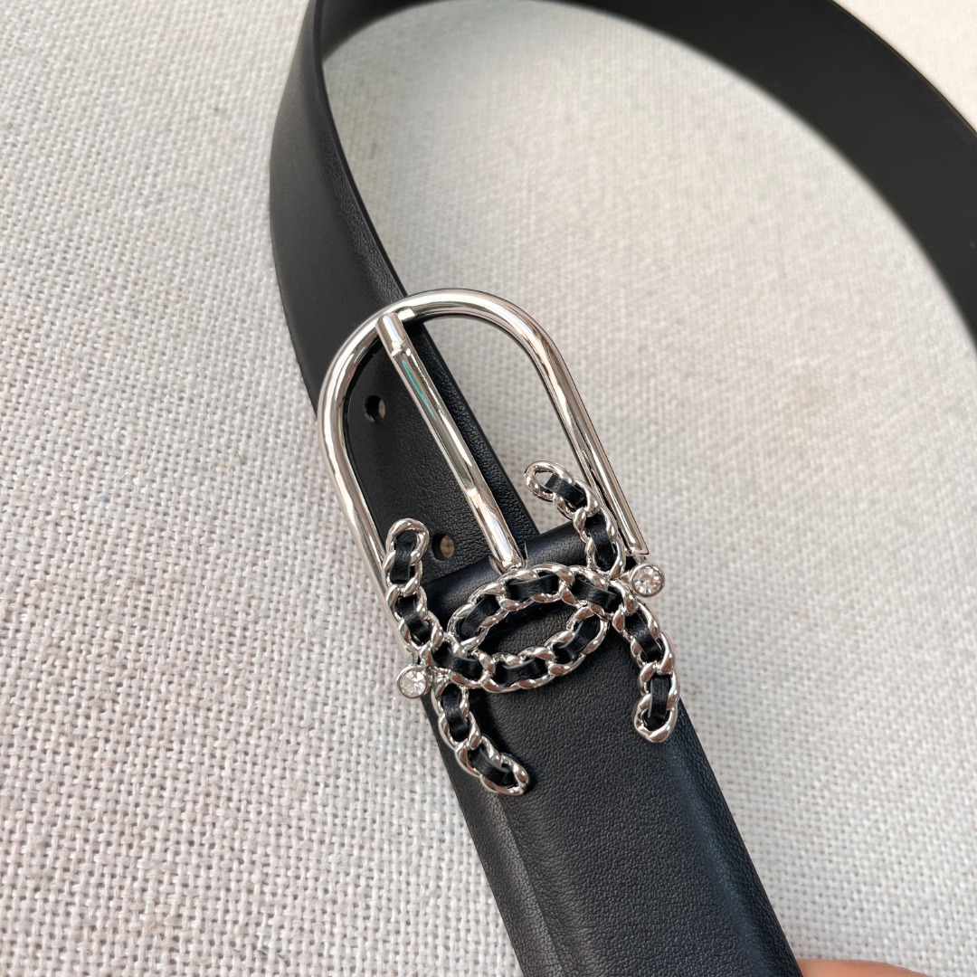 Ch*el casual style leather logo belts