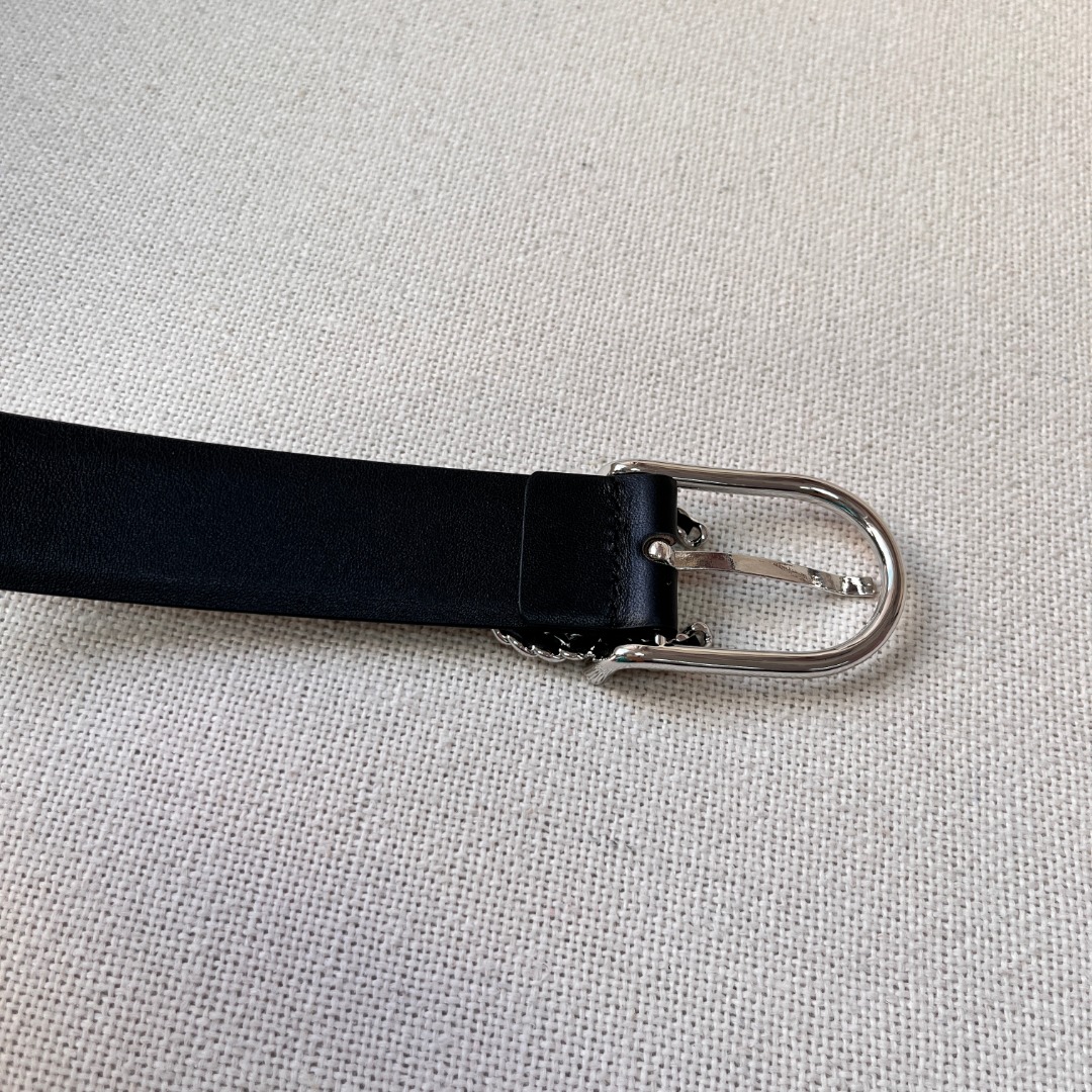 Ch*el casual style leather logo belts