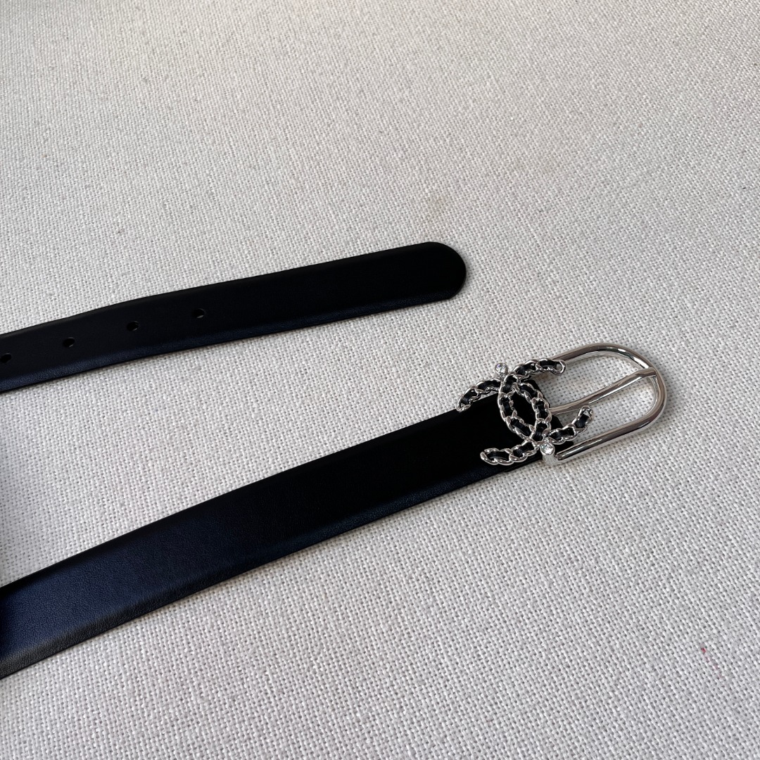 Ch*el casual style leather logo belts