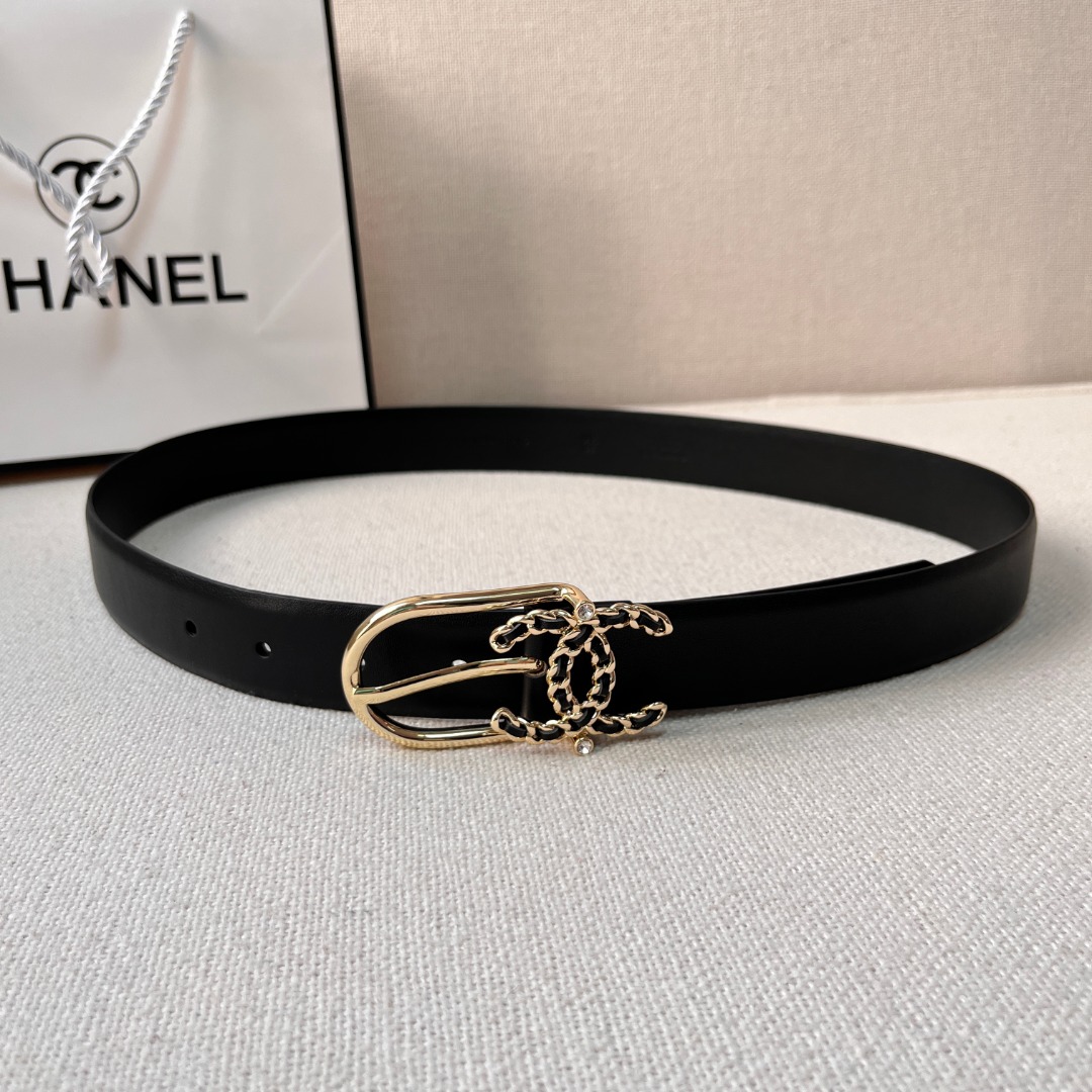 Ch*el casual style leather logo belts