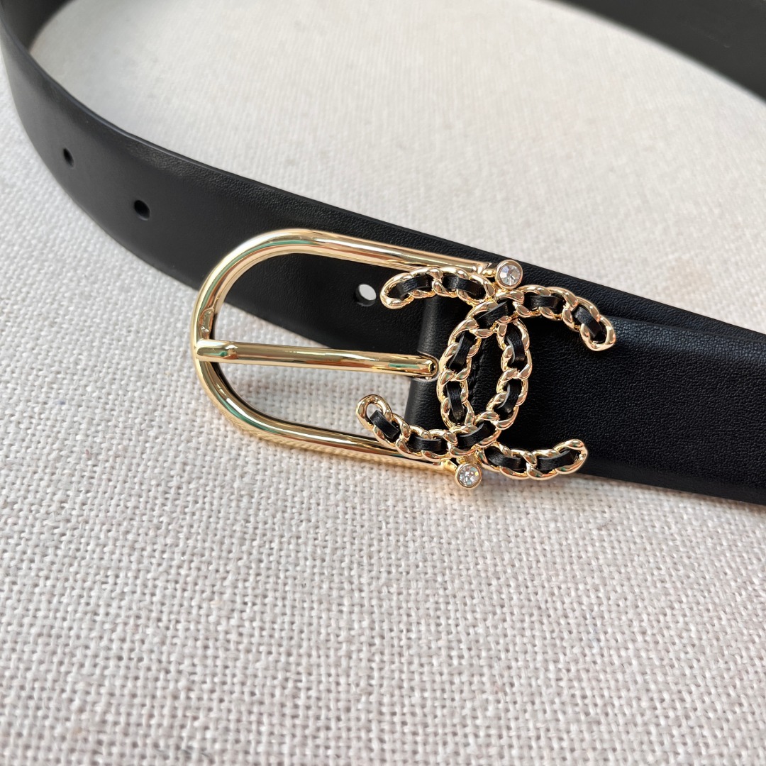 Ch*el casual style leather logo belts