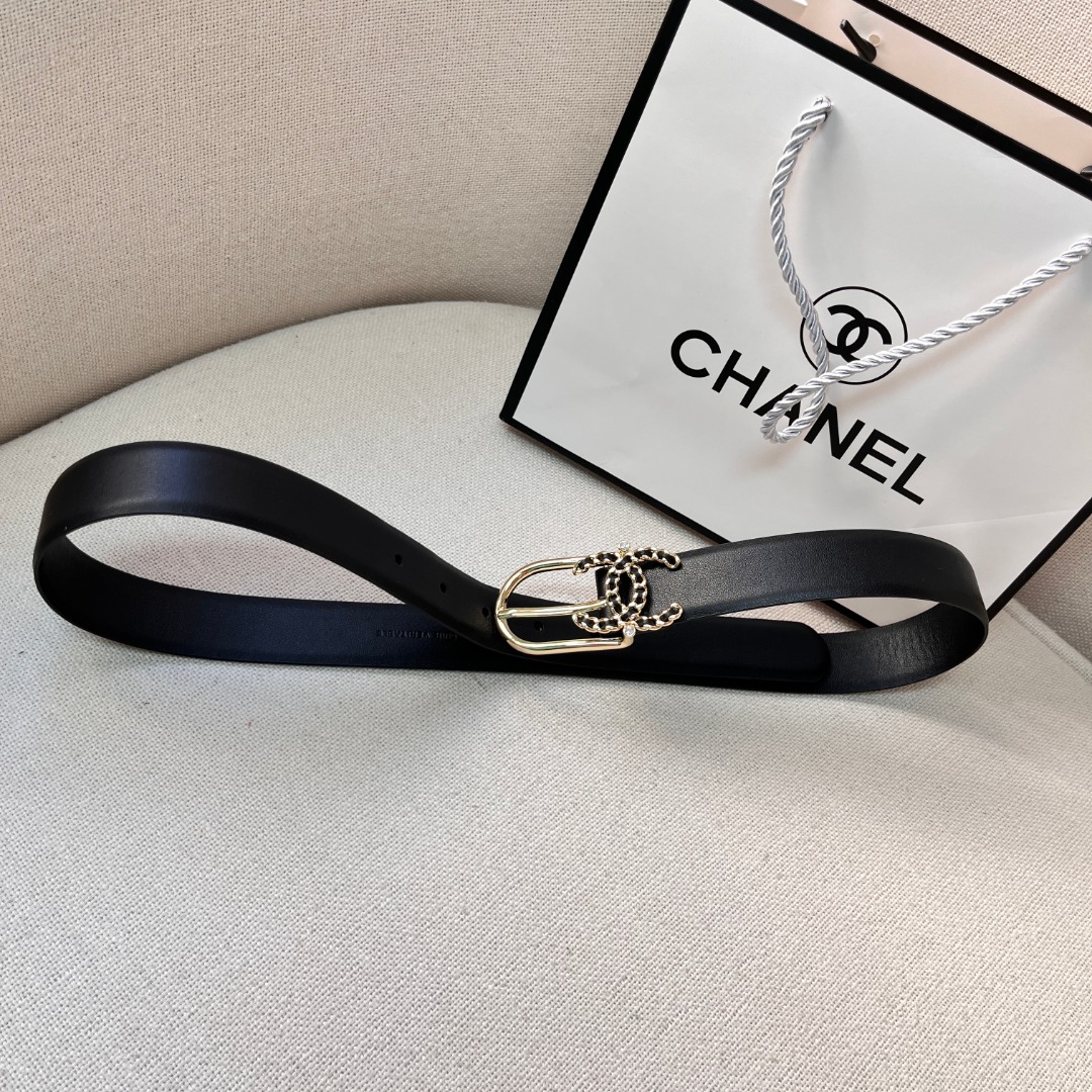 Ch*el casual style leather logo belts