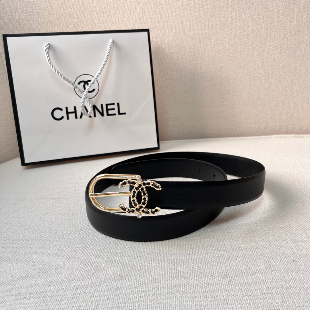 Ch*el casual style leather logo belts