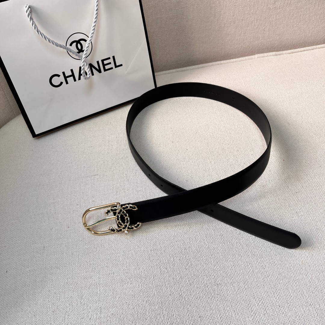 Ch*el casual style leather logo belts