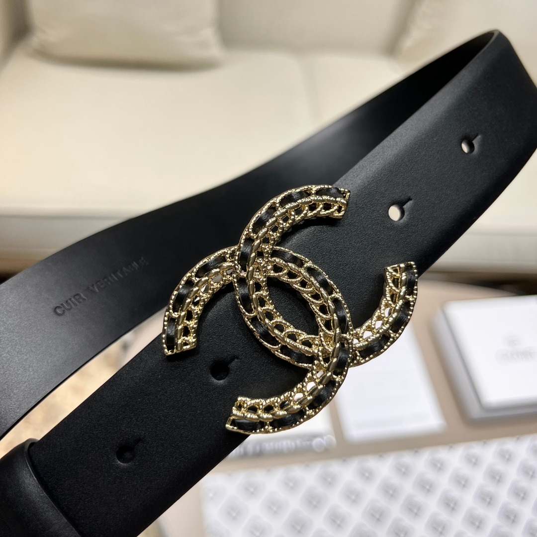 Ch*el leather belt