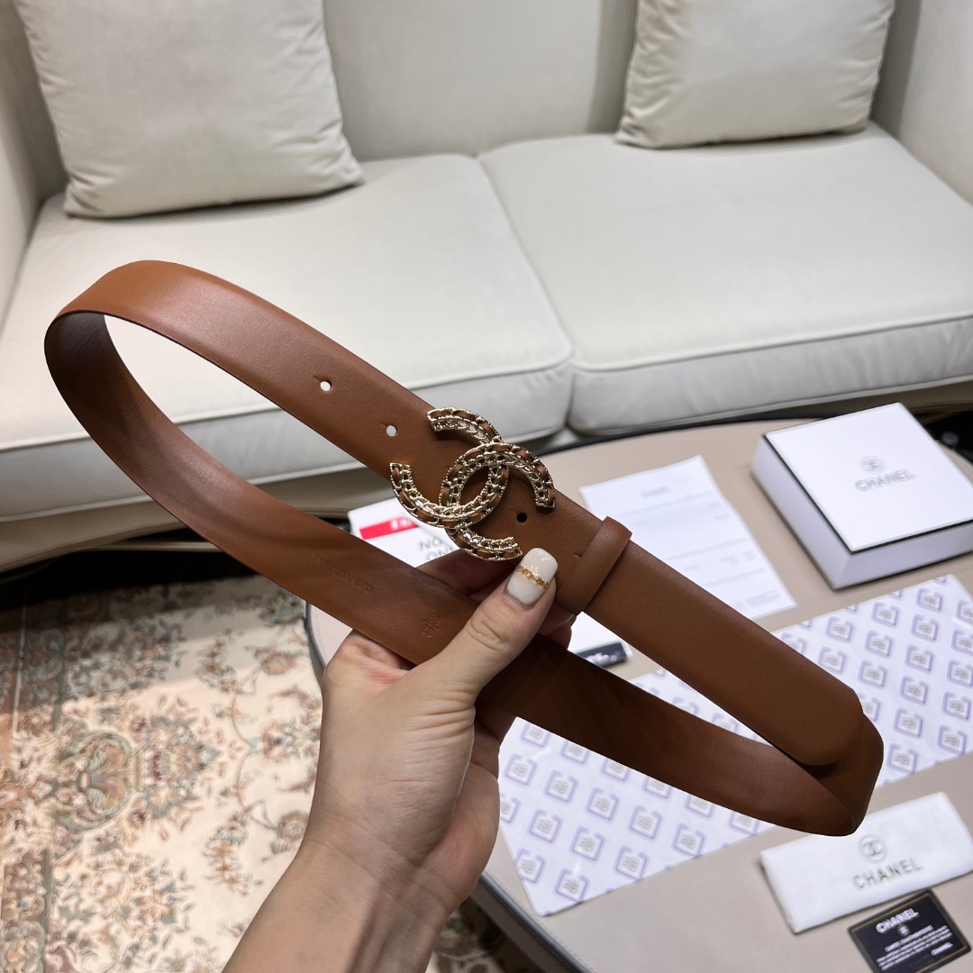 Ch*el leather belt