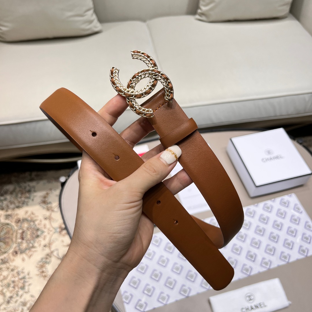 Ch*el leather belt