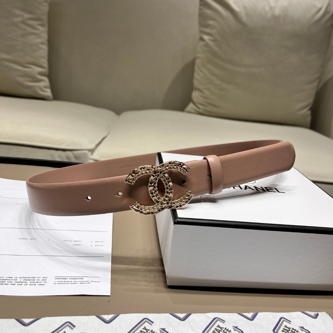 Ch*el leather belt