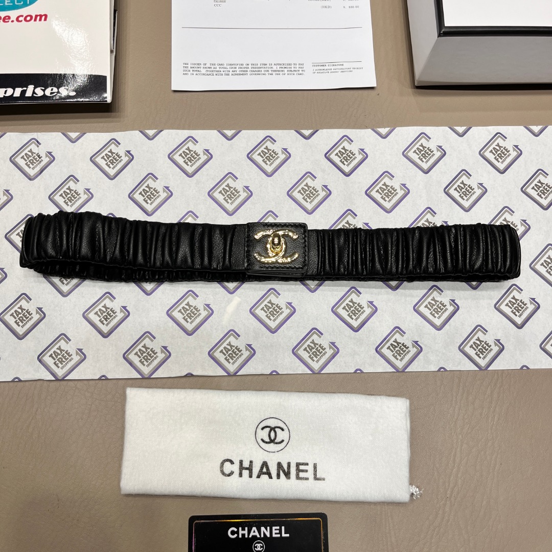 Lambskin Ruched CC Belt