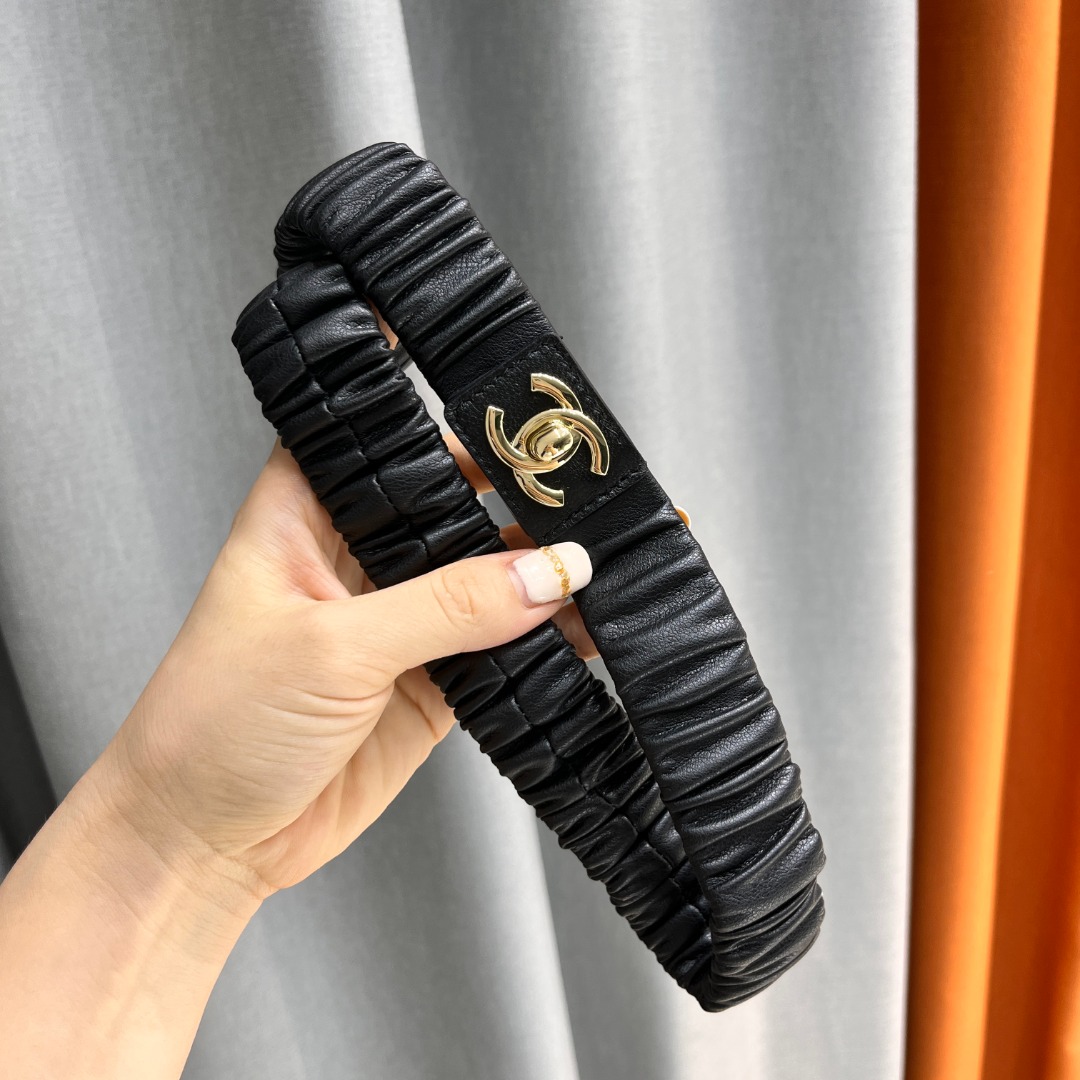 Lambskin Ruched CC Belt