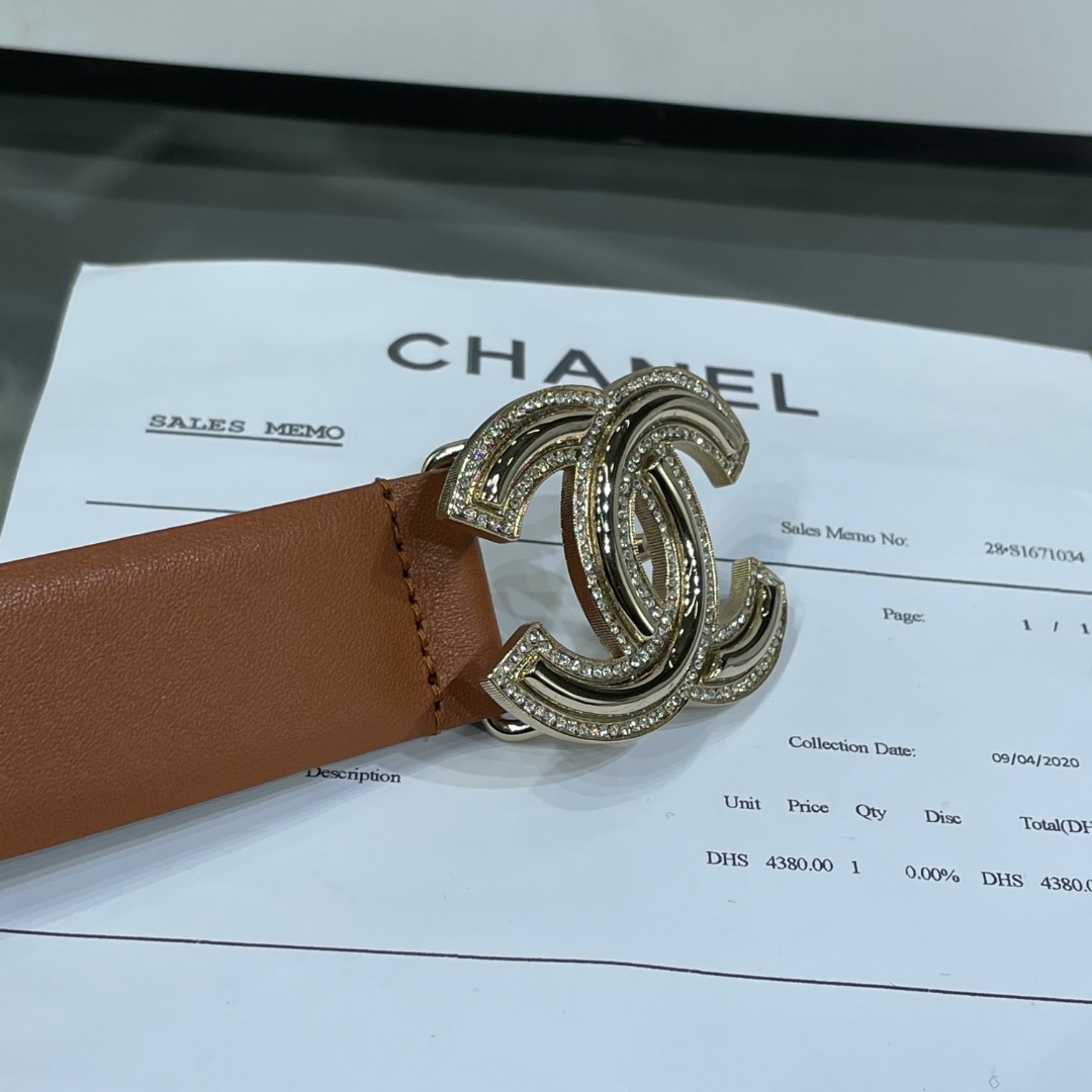 Ch*el red patent leather cc logo belt