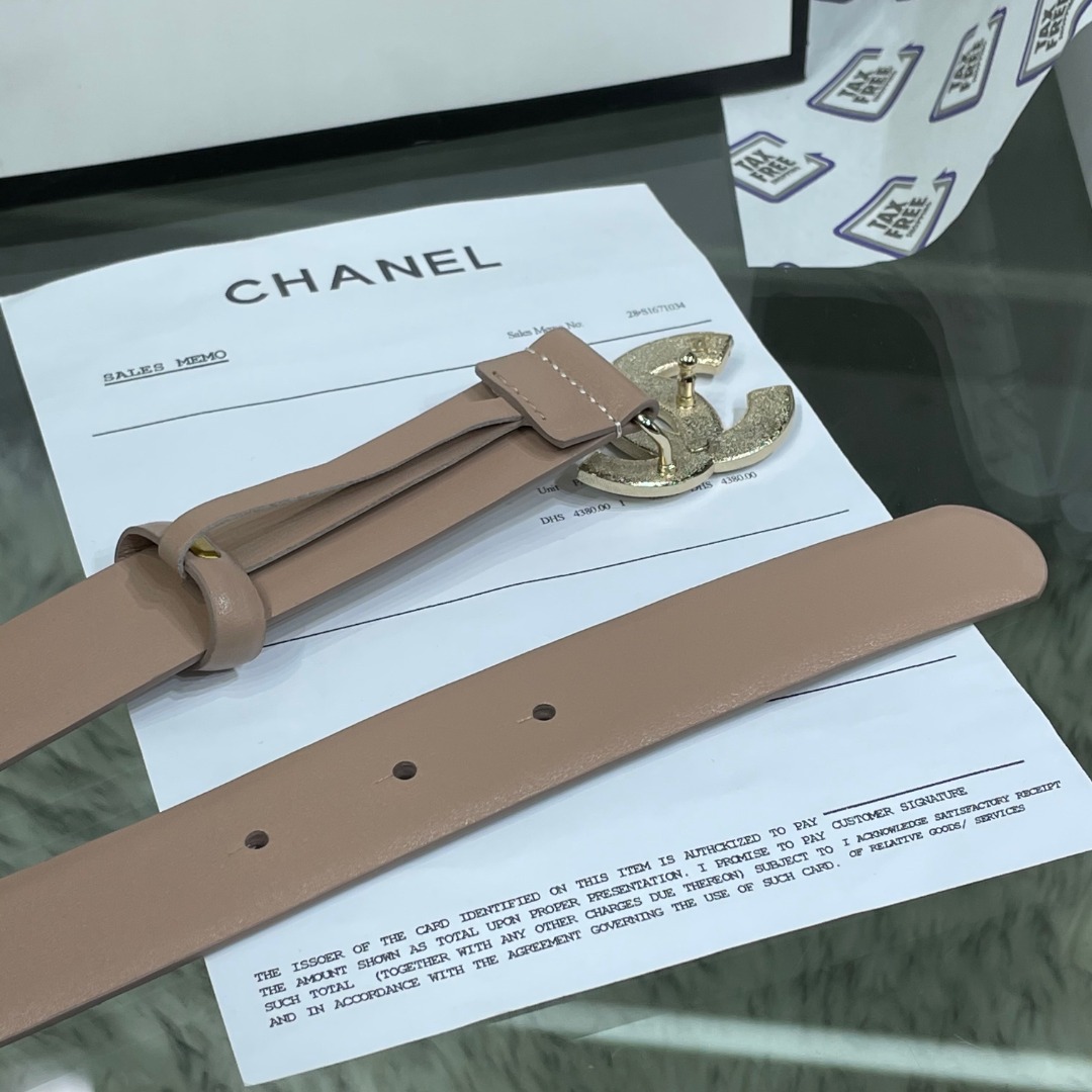 Ch*el red patent leather cc logo belt
