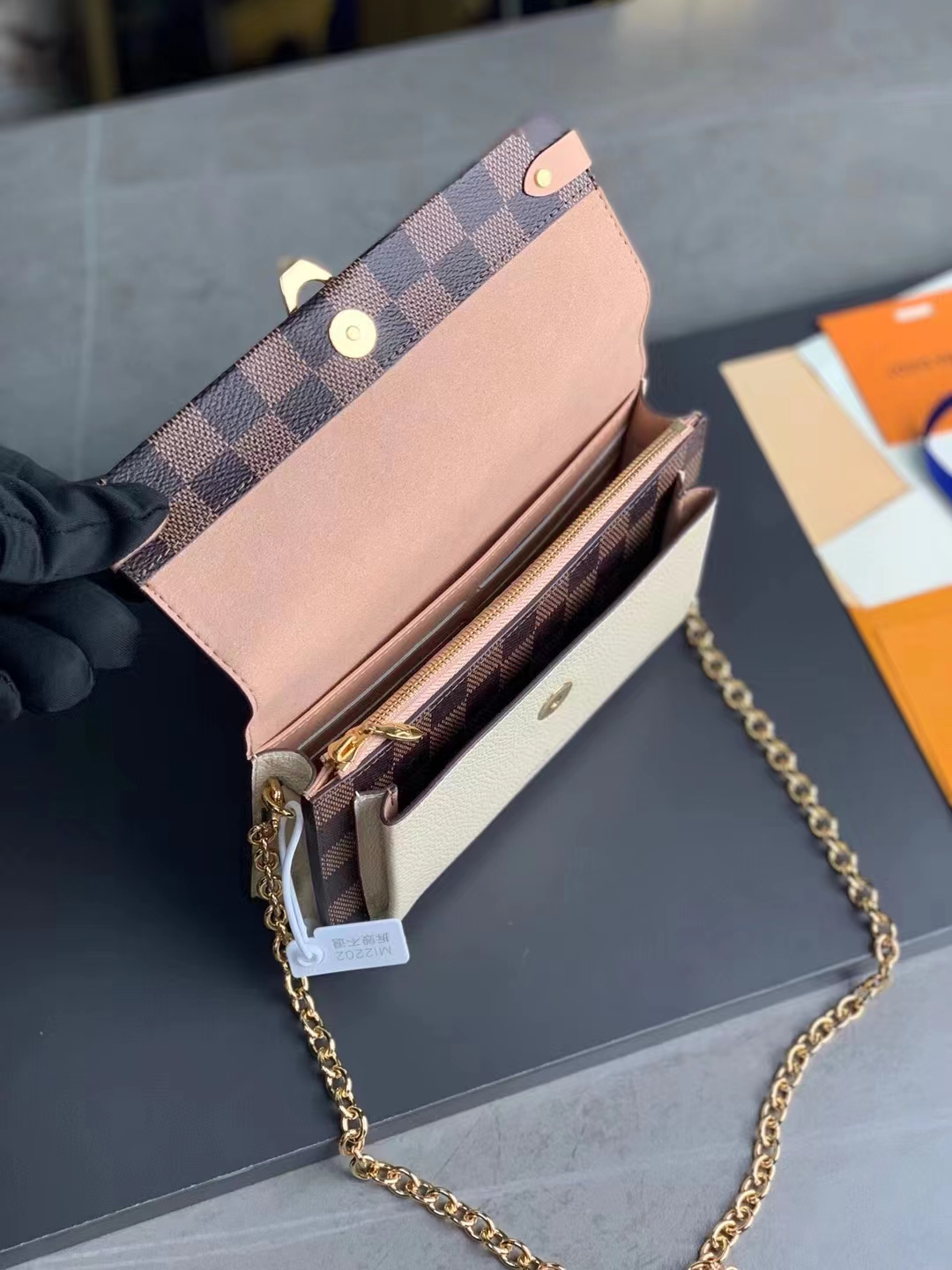 Vavin Chain Wallet NM Damier with Leather