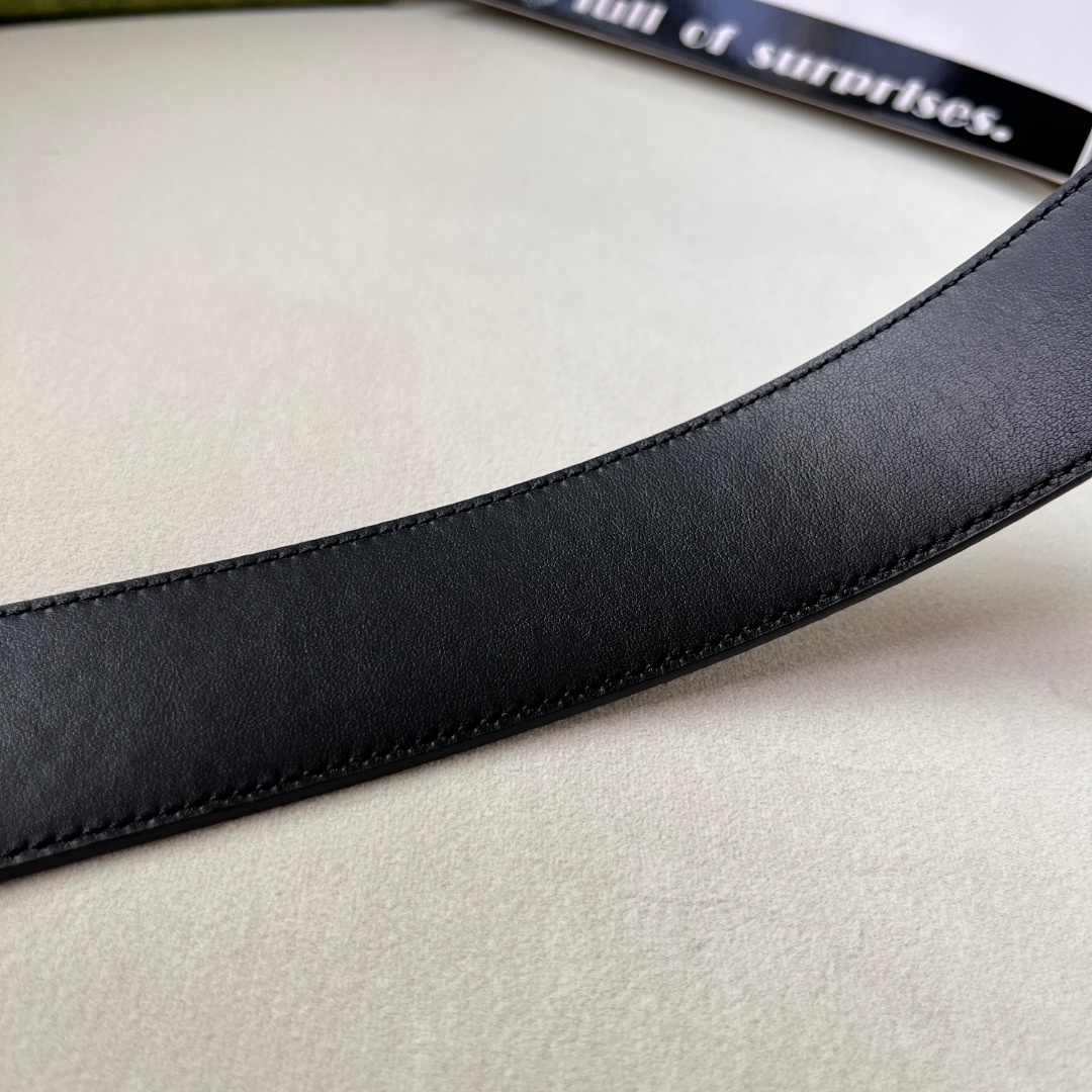 WIDE LEATHER BELT WITH DOUBLE G BUCKLE