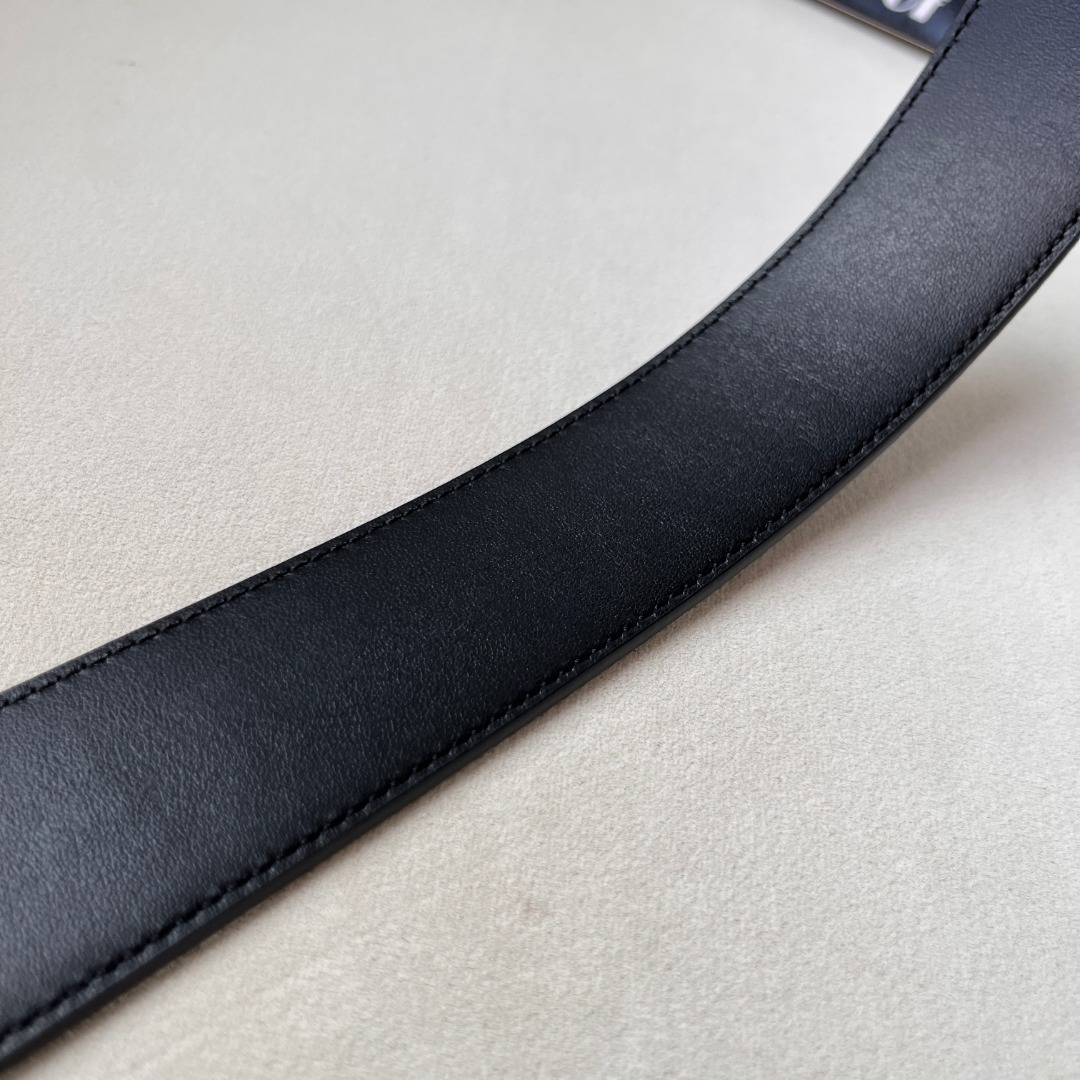 WIDE LEATHER BELT WITH DOUBLE G BUCKLE