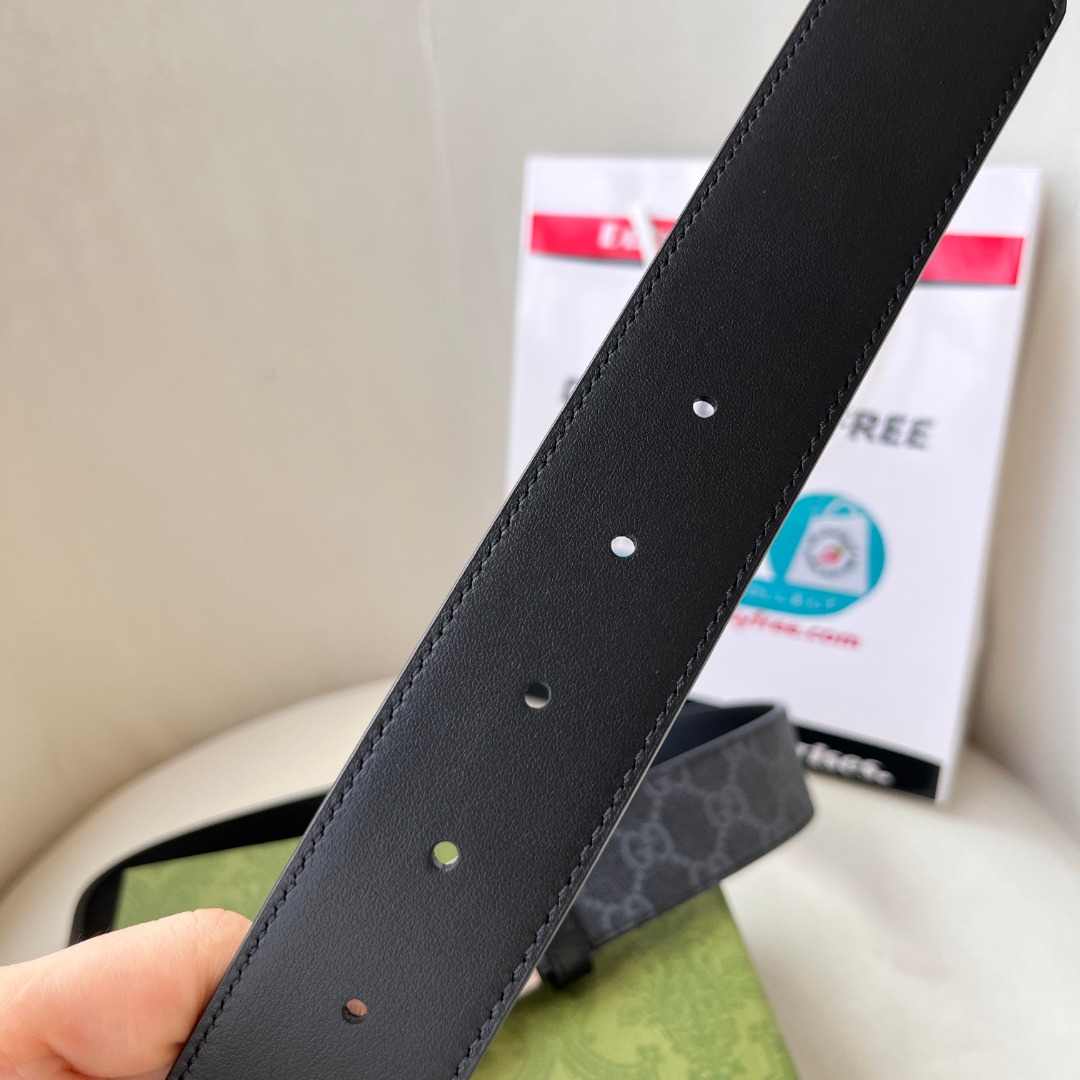 WIDE LEATHER BELT WITH DOUBLE G BUCKLE