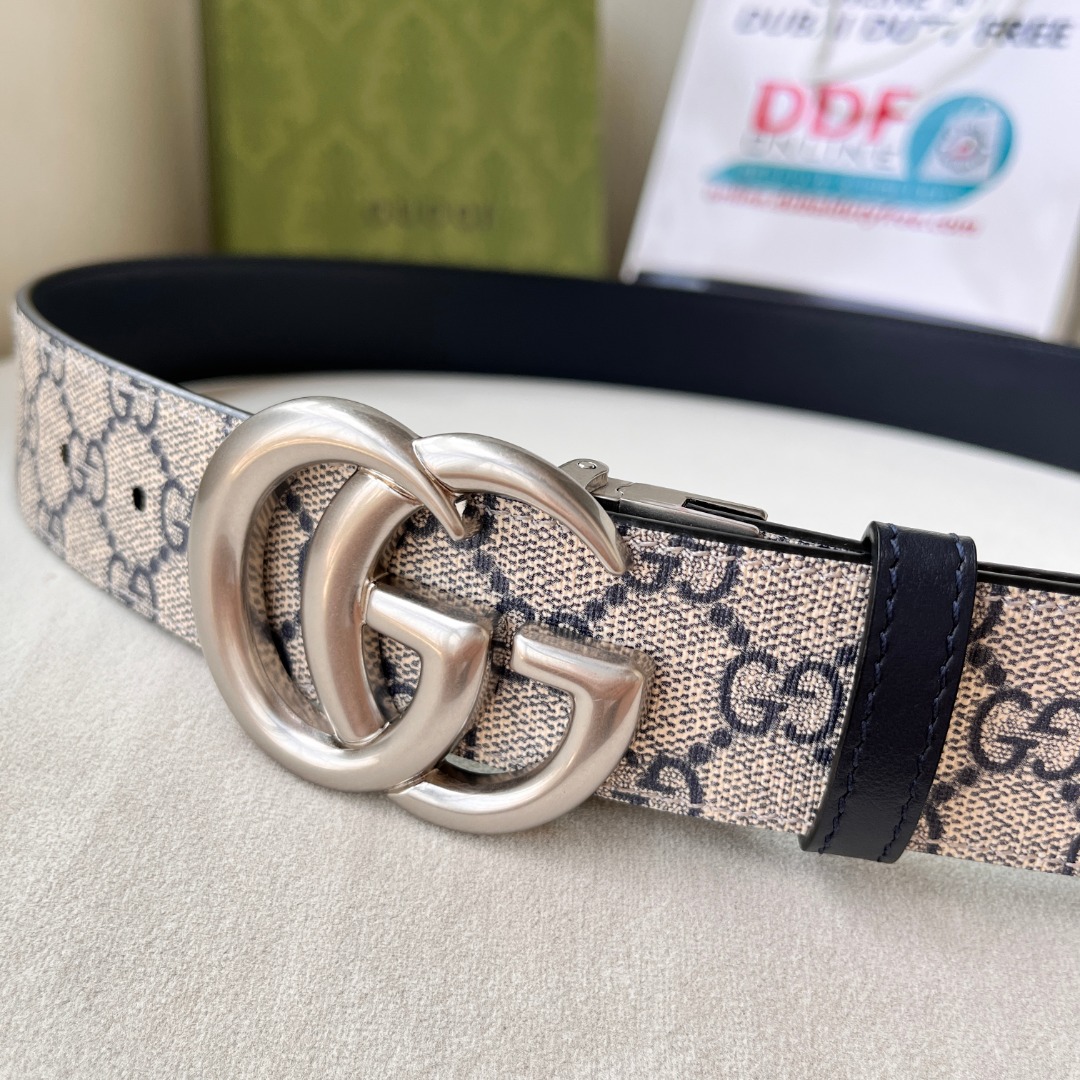 WIDE LEATHER BELT WITH DOUBLE G BUCKLE