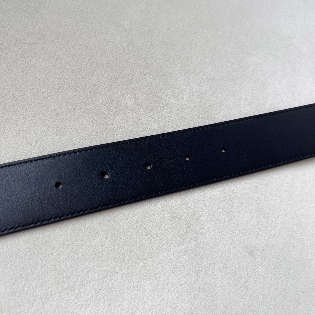 WIDE LEATHER BELT WITH DOUBLE G BUCKLE