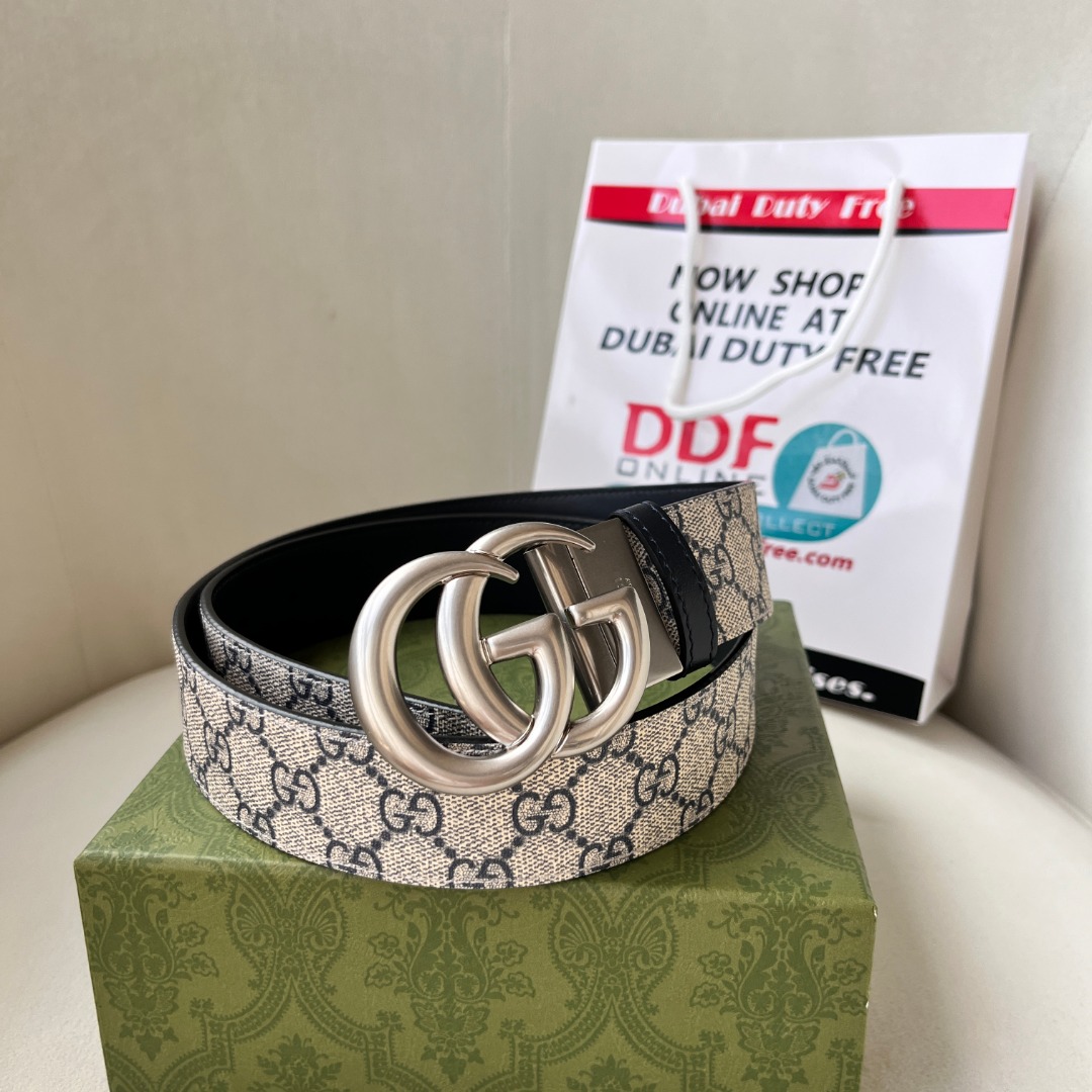 WIDE LEATHER BELT WITH DOUBLE G BUCKLE