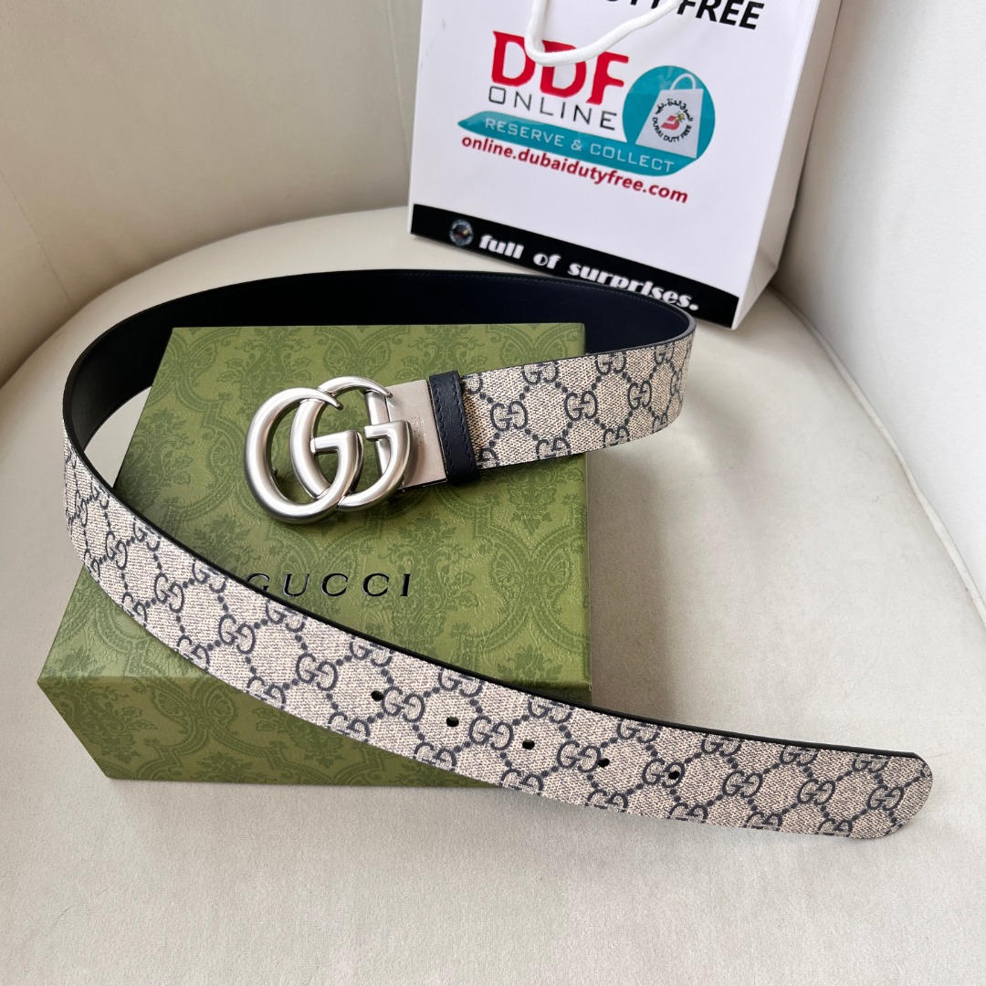WIDE LEATHER BELT WITH DOUBLE G BUCKLE
