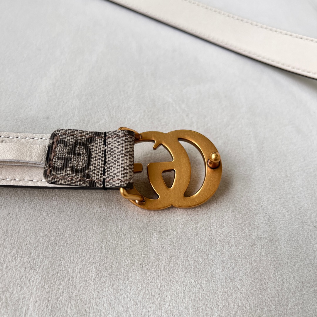 WIDE LEATHER BELT WITH DOUBLE G BUCKLE