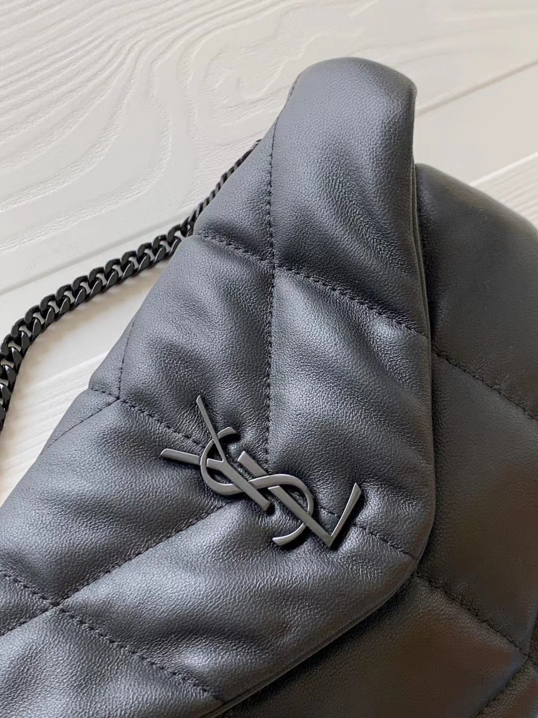Yves Saint Laurent Loulou Puffer Small Quilted Leather Clutch In Black