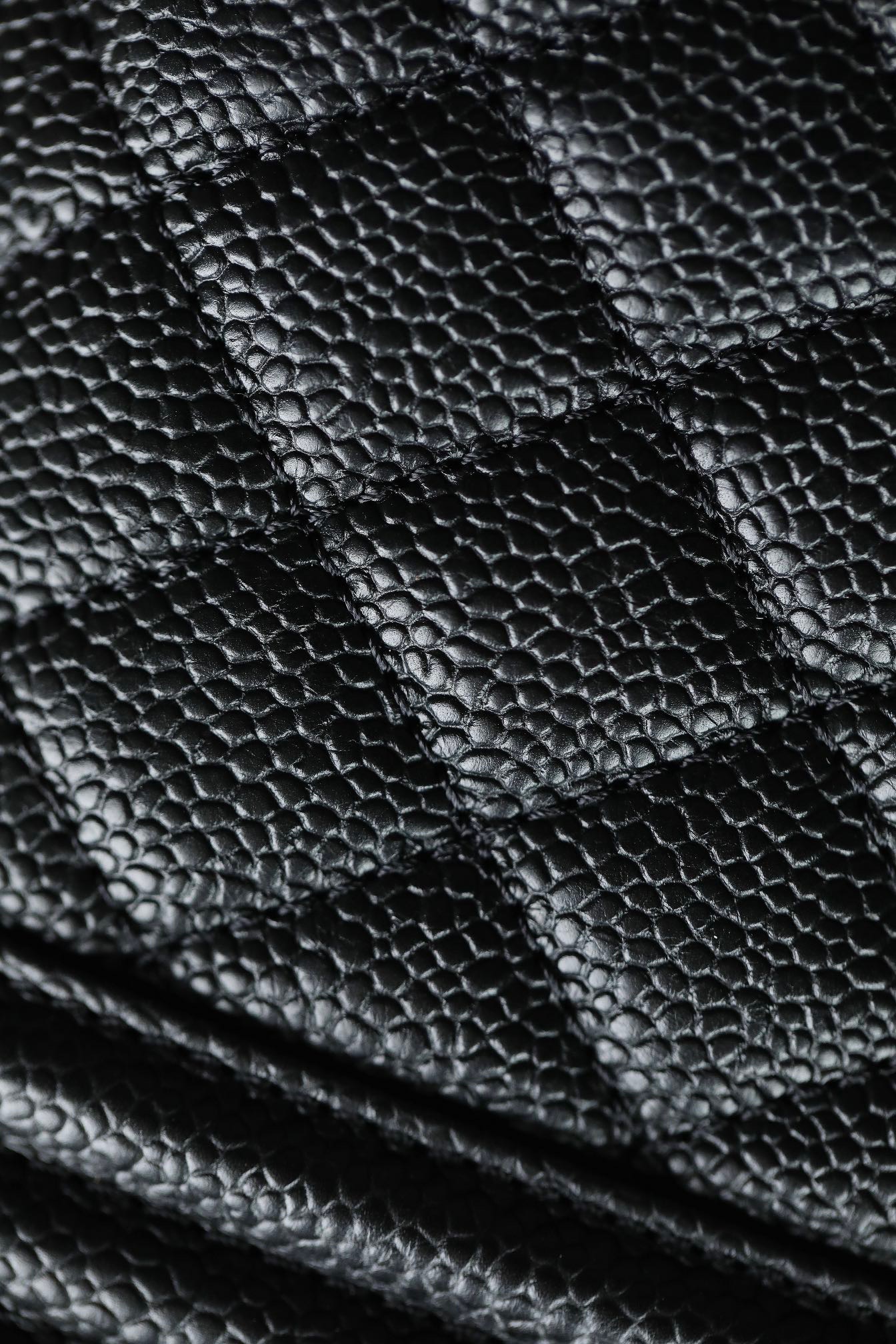 Ch*el boy sliver hardware caviar cow leather