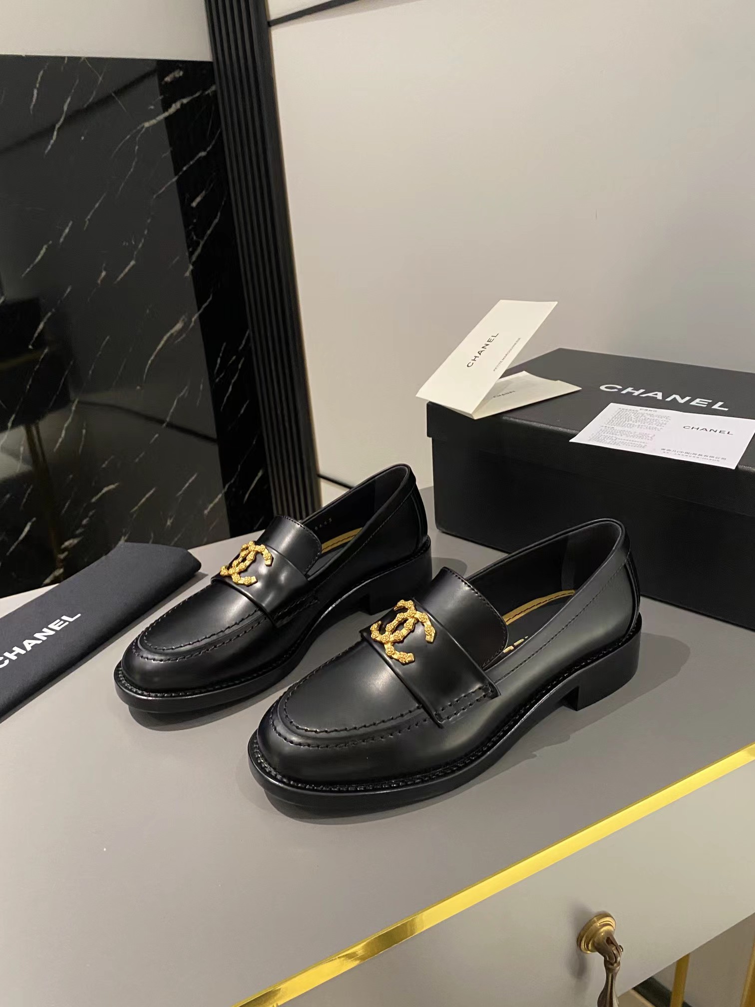 Ch*el double c buckle loafers