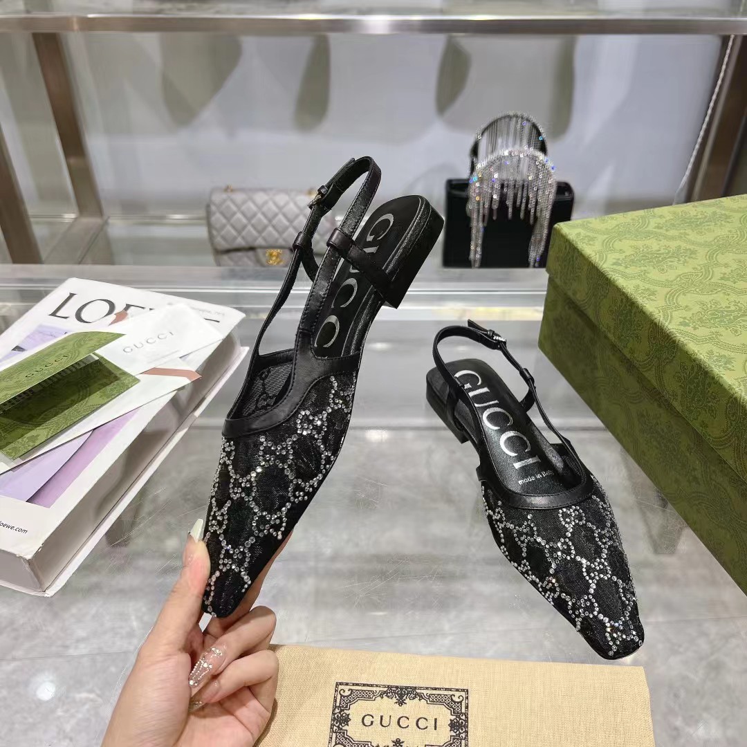 womens G*u*i black gg slingback pump