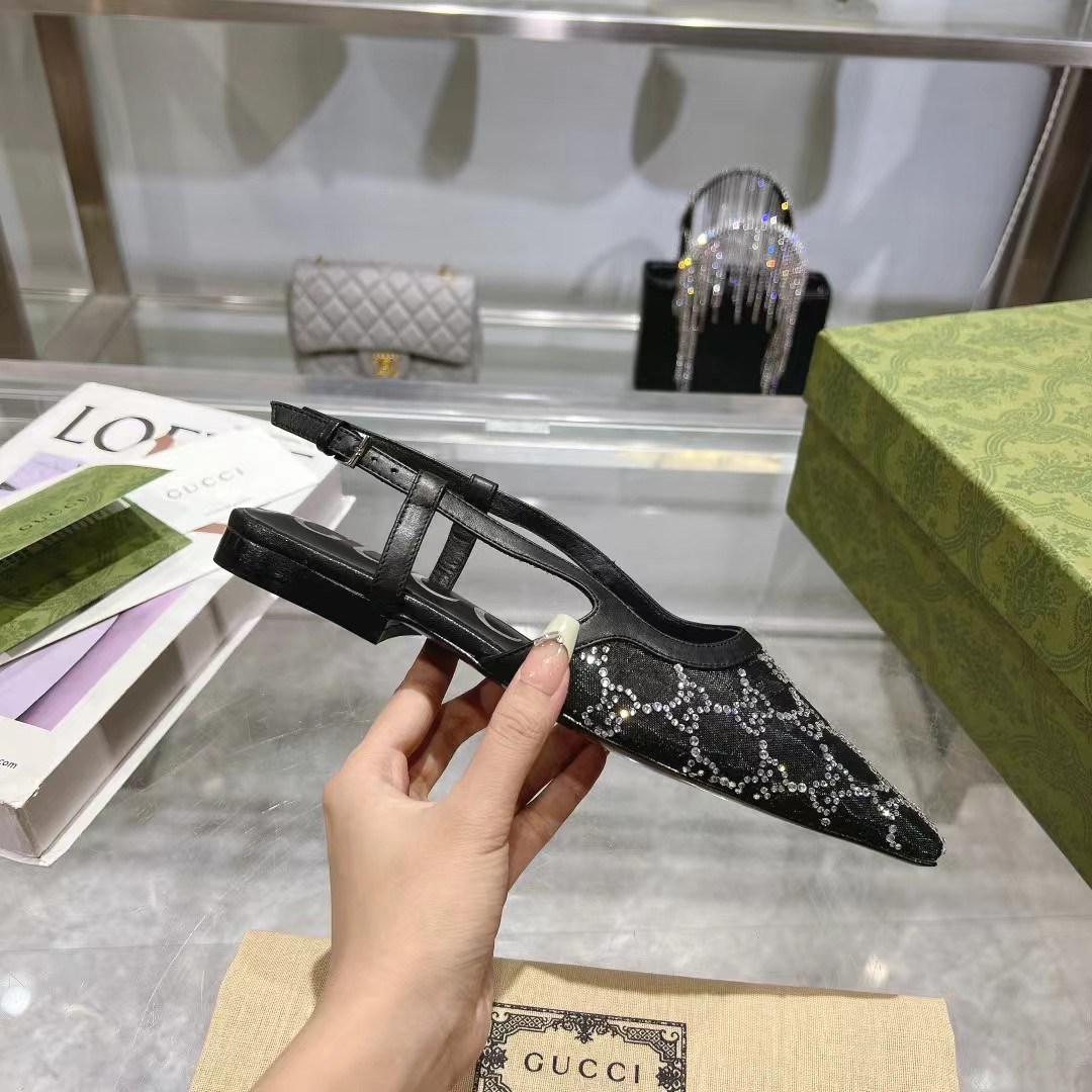 womens G*u*i black gg slingback pump