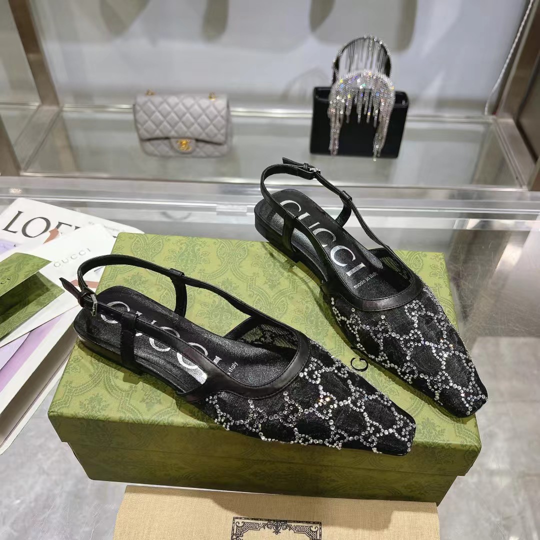 womens G*u*i black gg slingback pump
