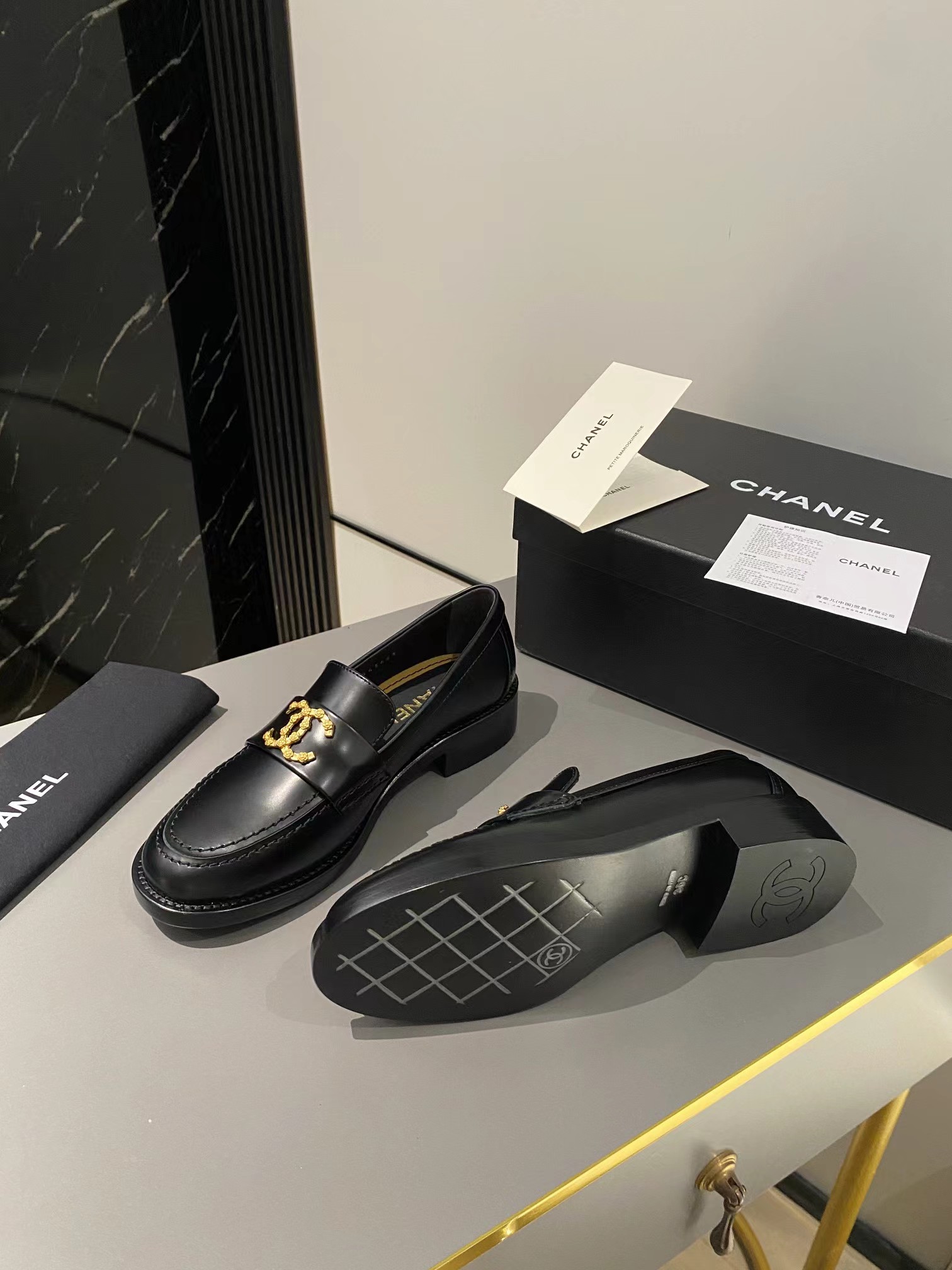 Ch*el double c buckle loafers