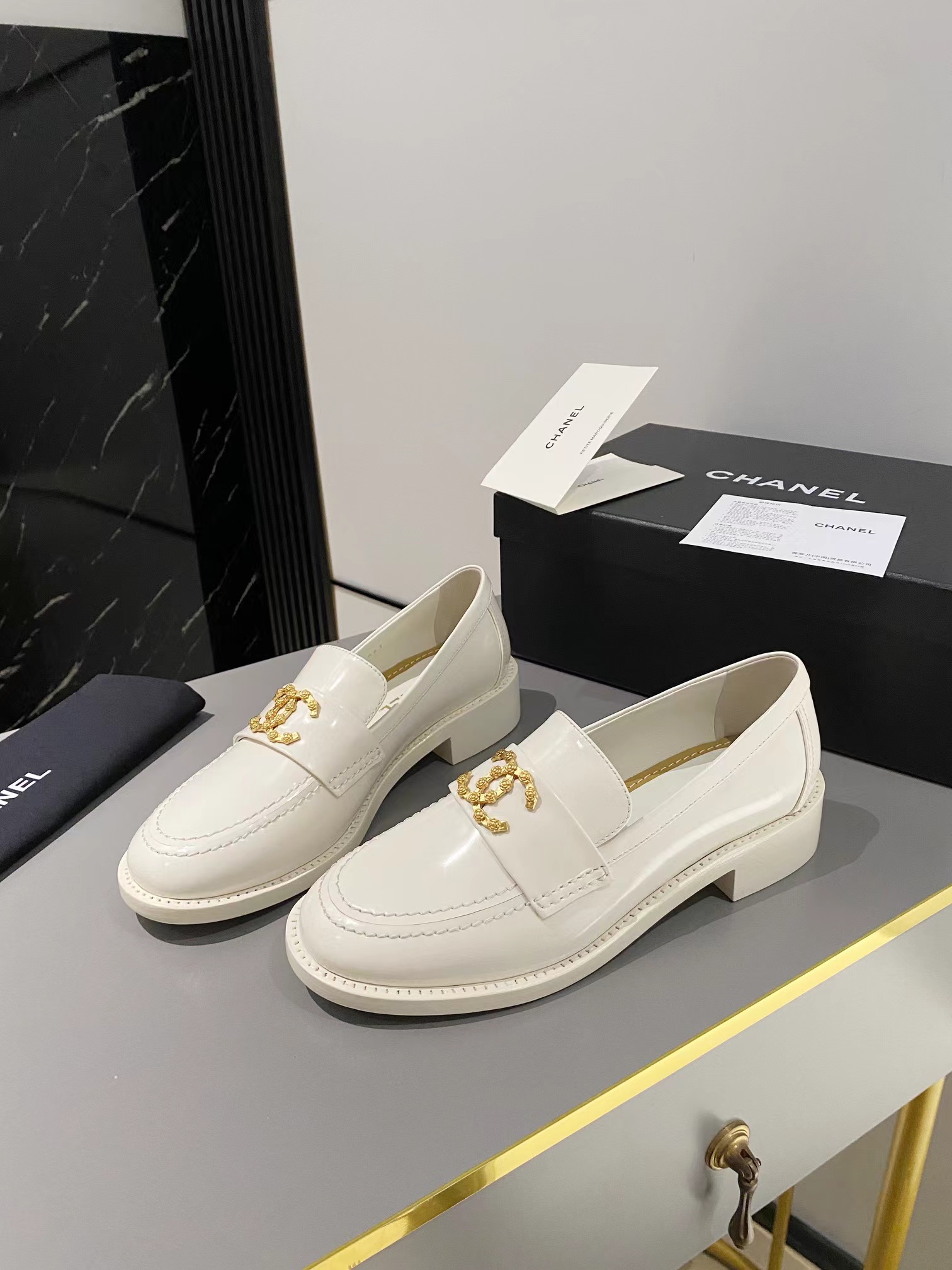 Ch*el double c buckle loafers