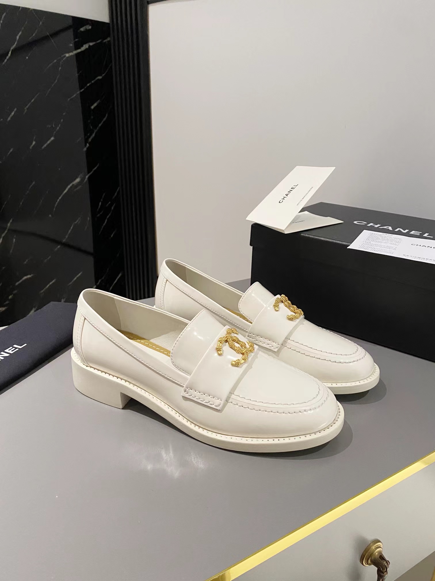 Ch*el double c buckle loafers