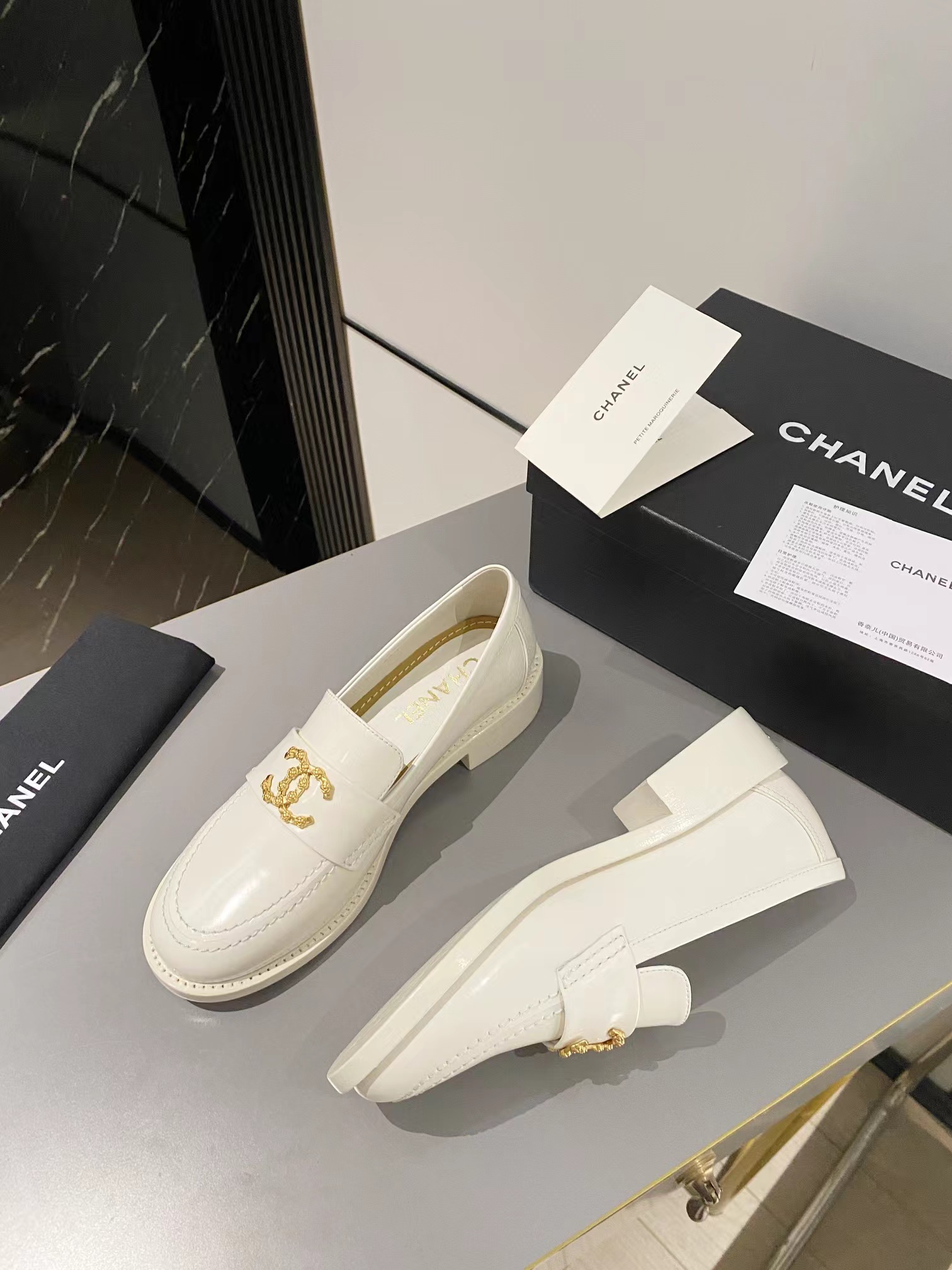 Ch*el double c buckle loafers