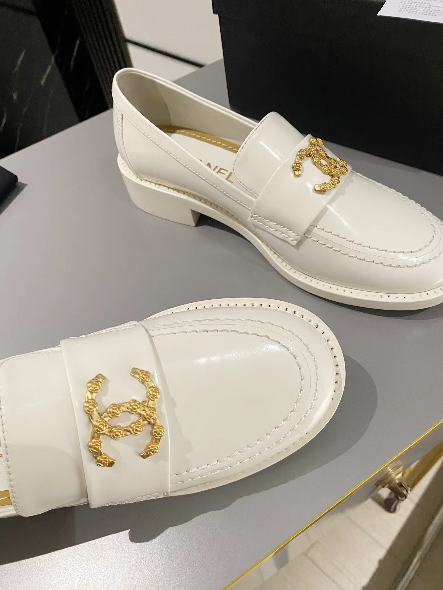 Ch*el double c buckle loafers