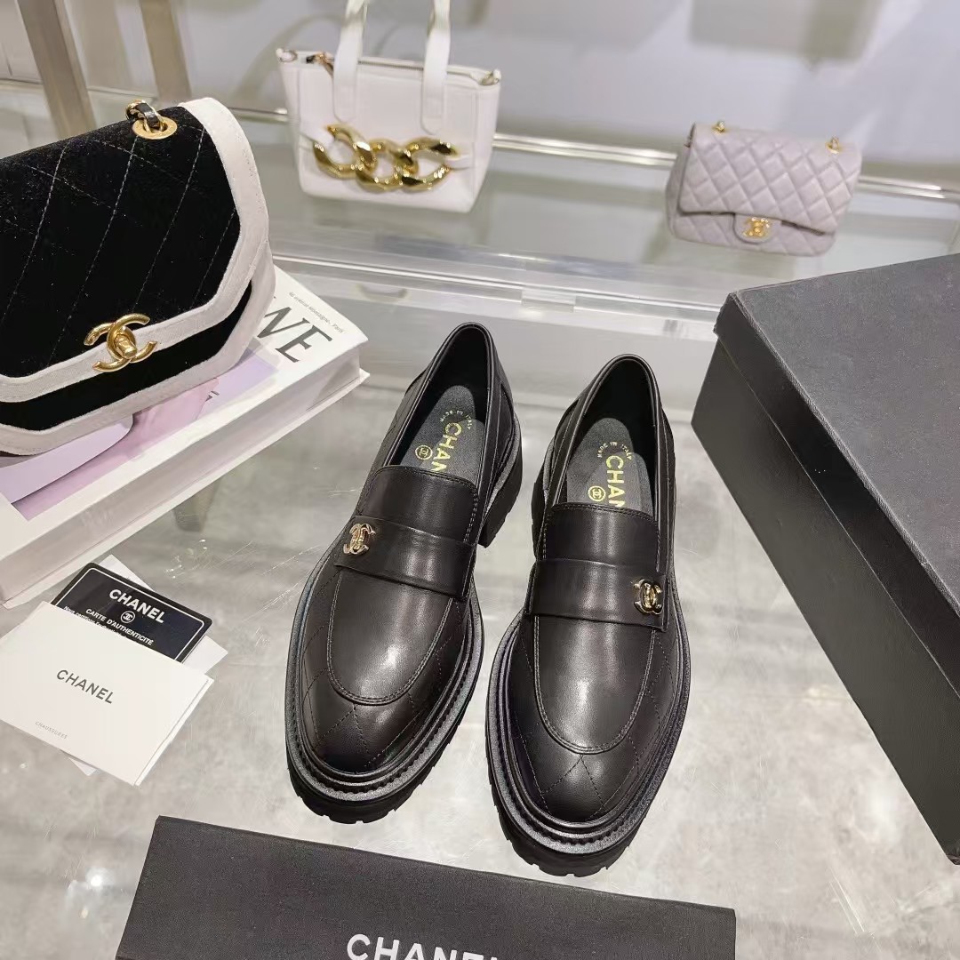 Ch*el leather loafers