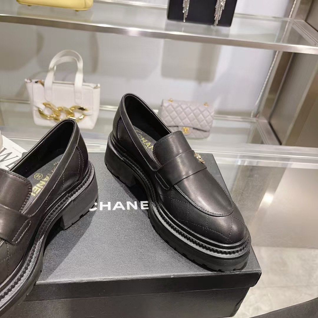Ch*el leather loafers