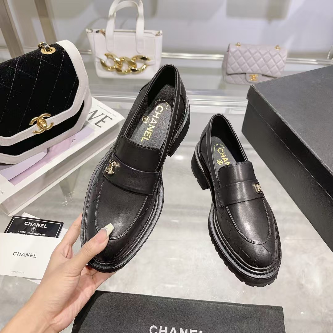 Ch*el leather loafers