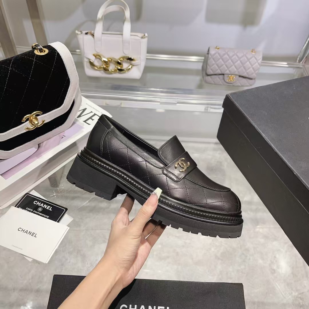 Ch*el leather loafers
