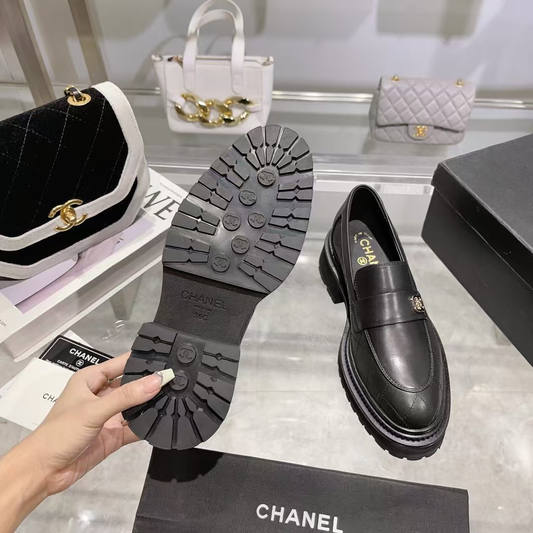 Ch*el leather loafers