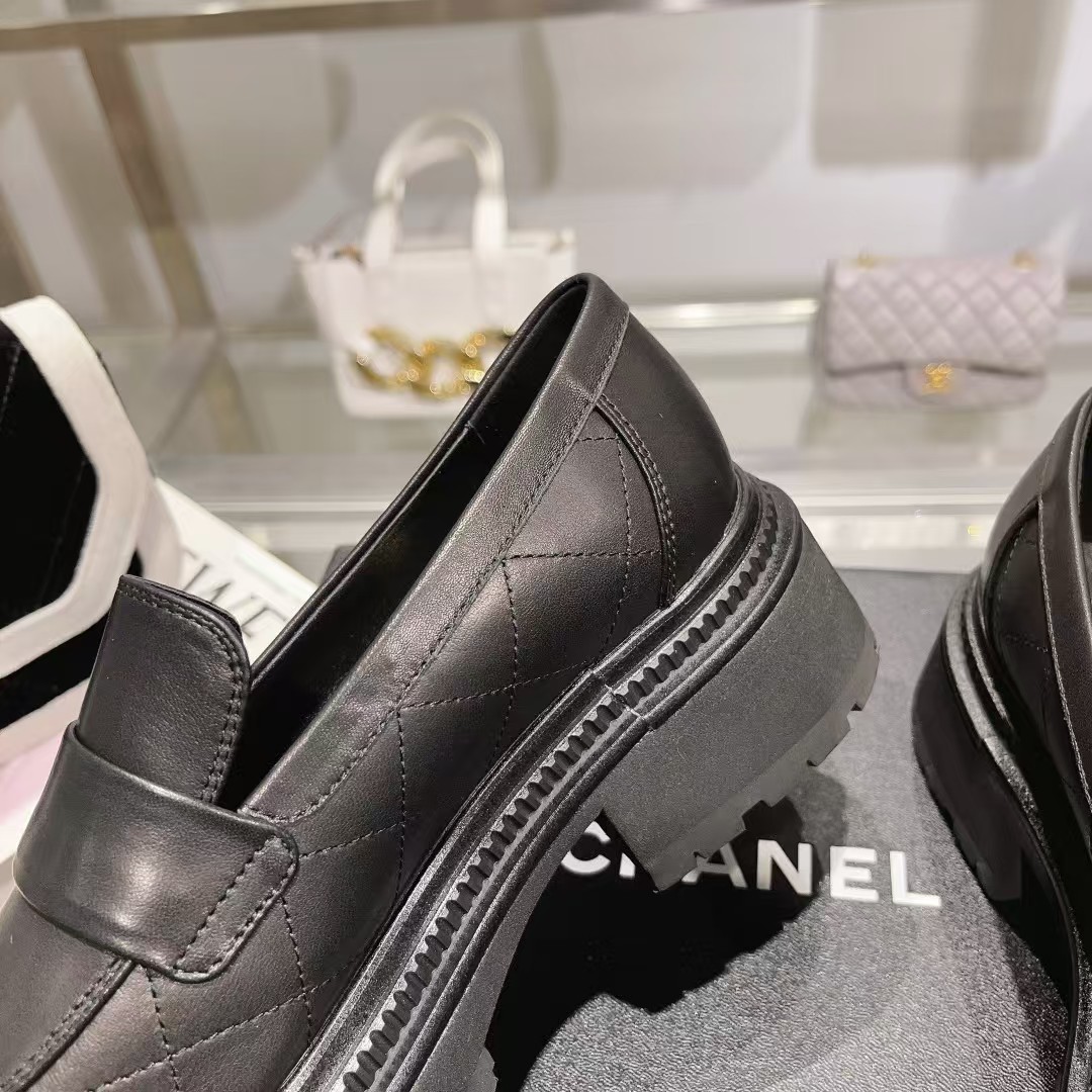 Ch*el leather loafers