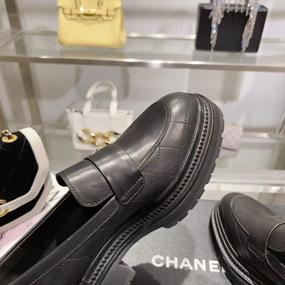 Ch*el leather loafers