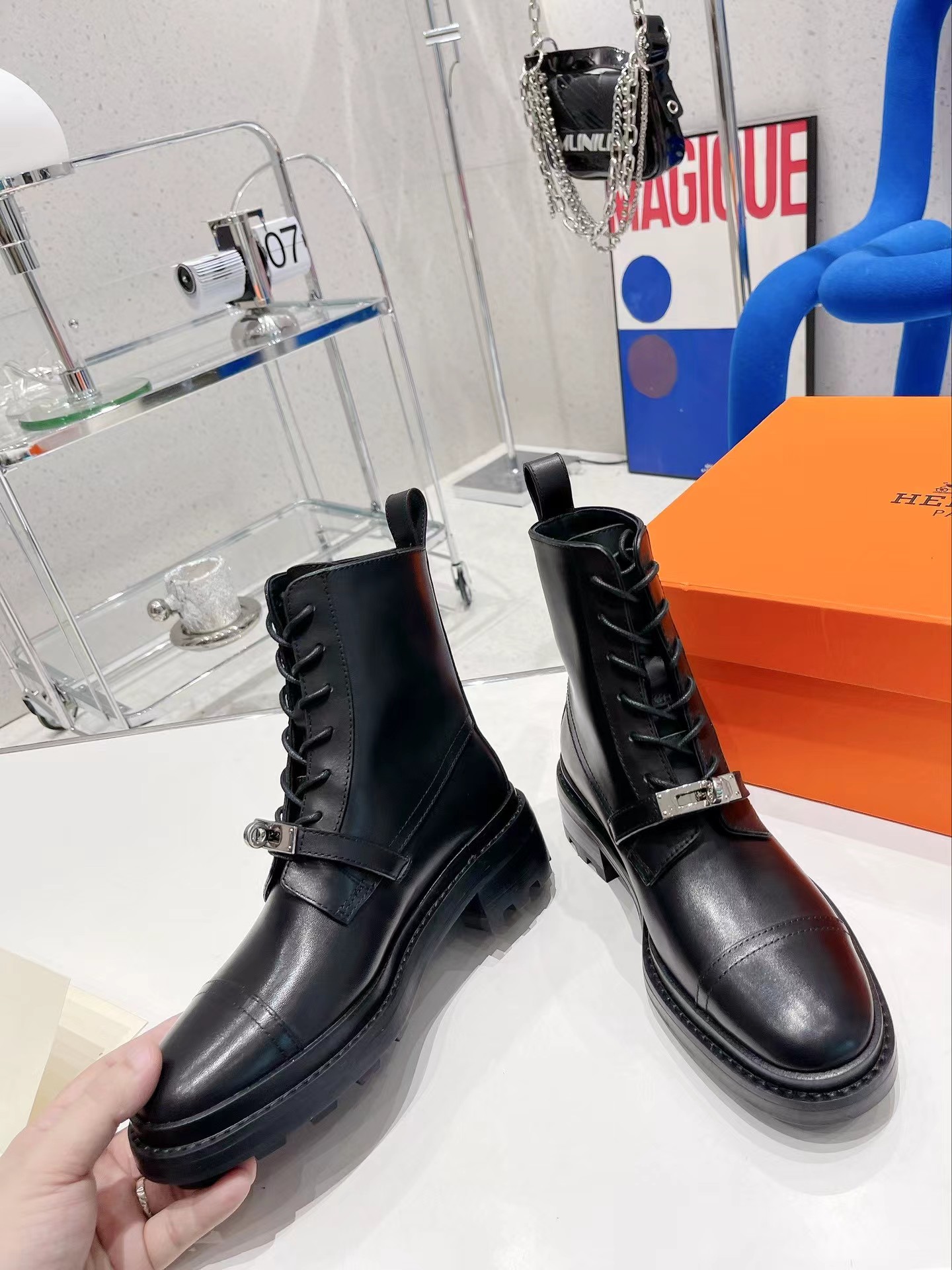 H**mes funk motorcycle ankle boot