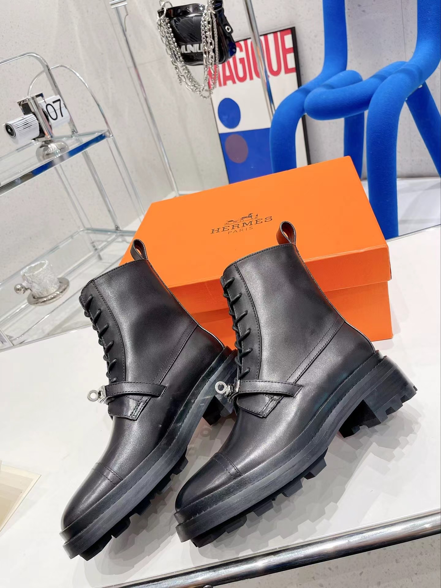 H**mes funk motorcycle ankle boot