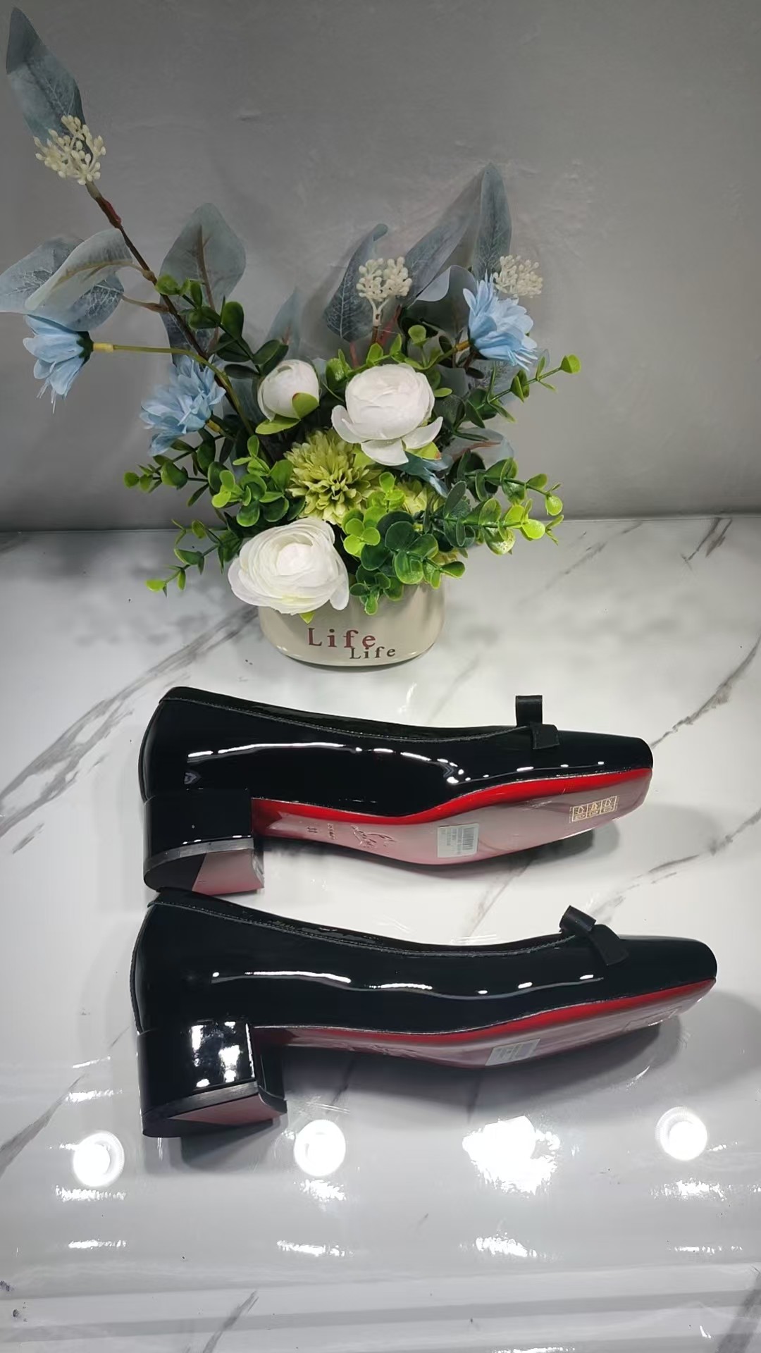 Ch**an louboutin mamaflirt patent red sole ballerina pumps