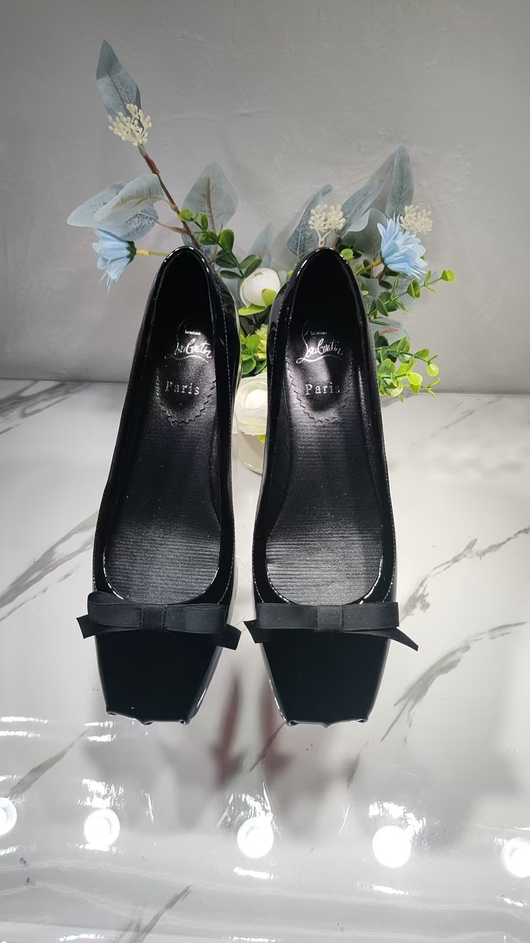 Ch**an louboutin mamaflirt patent red sole ballerina pumps